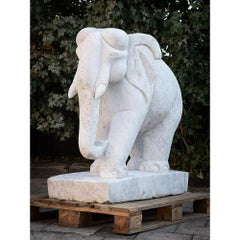Large pair of white marble Elephants from Burma  Original Buddhas
