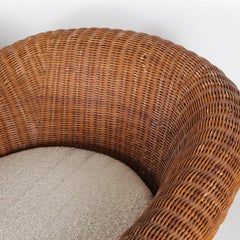 Large pair of wicker bergere chairs