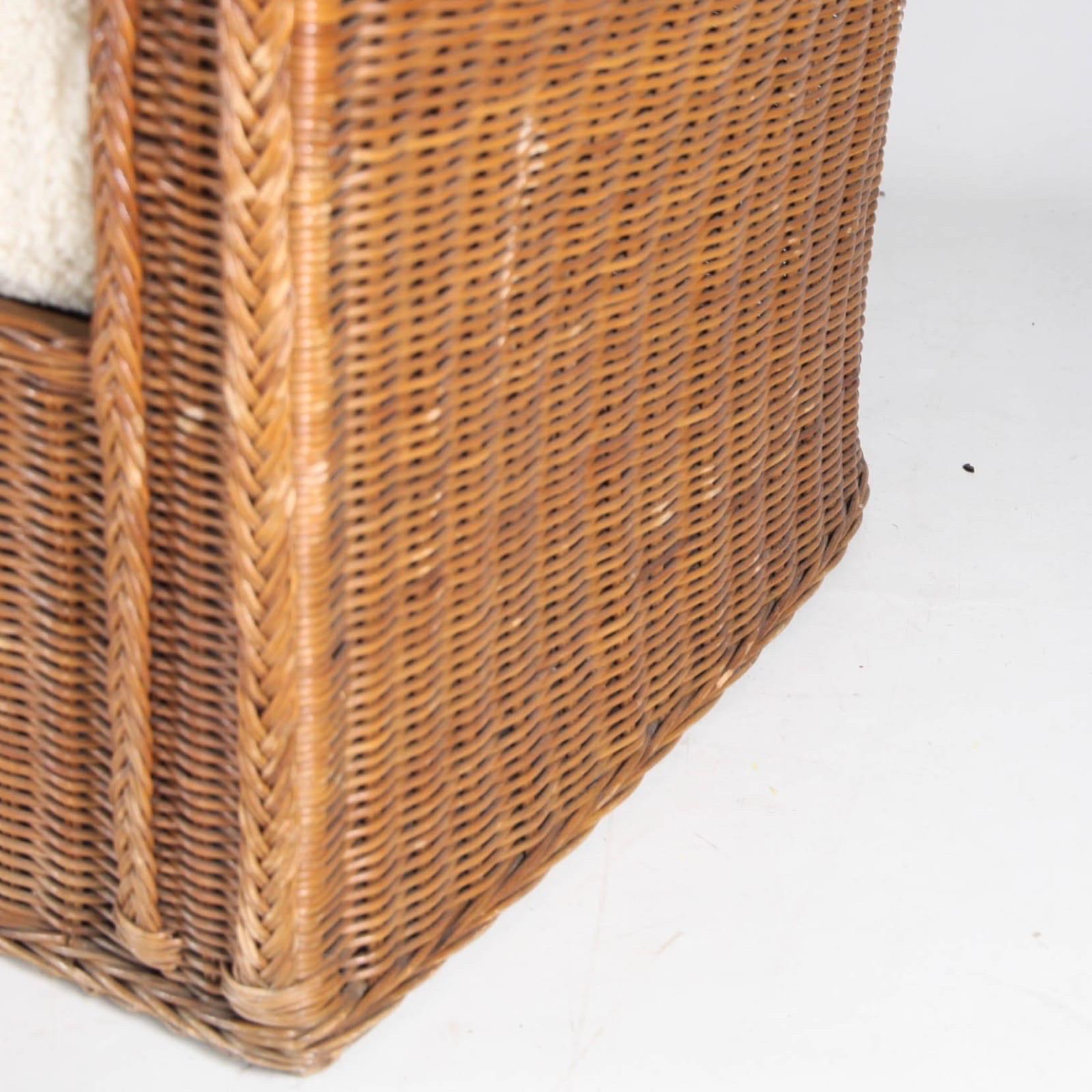 Wicker Large pair of wicker bergere chairs