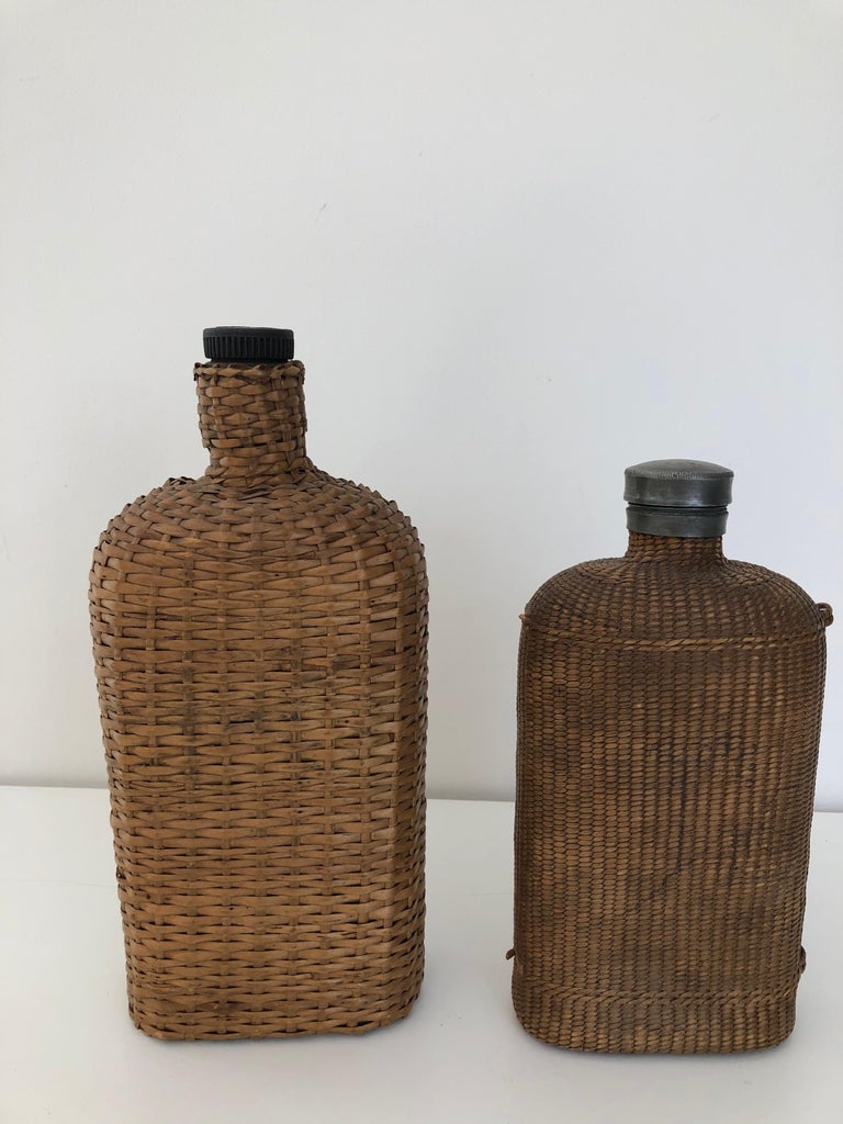 Large Pair of Wicker Flasks at 1stDibs