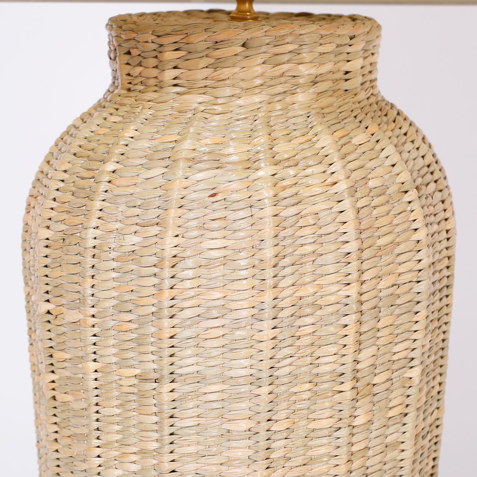 large wicker table lamp