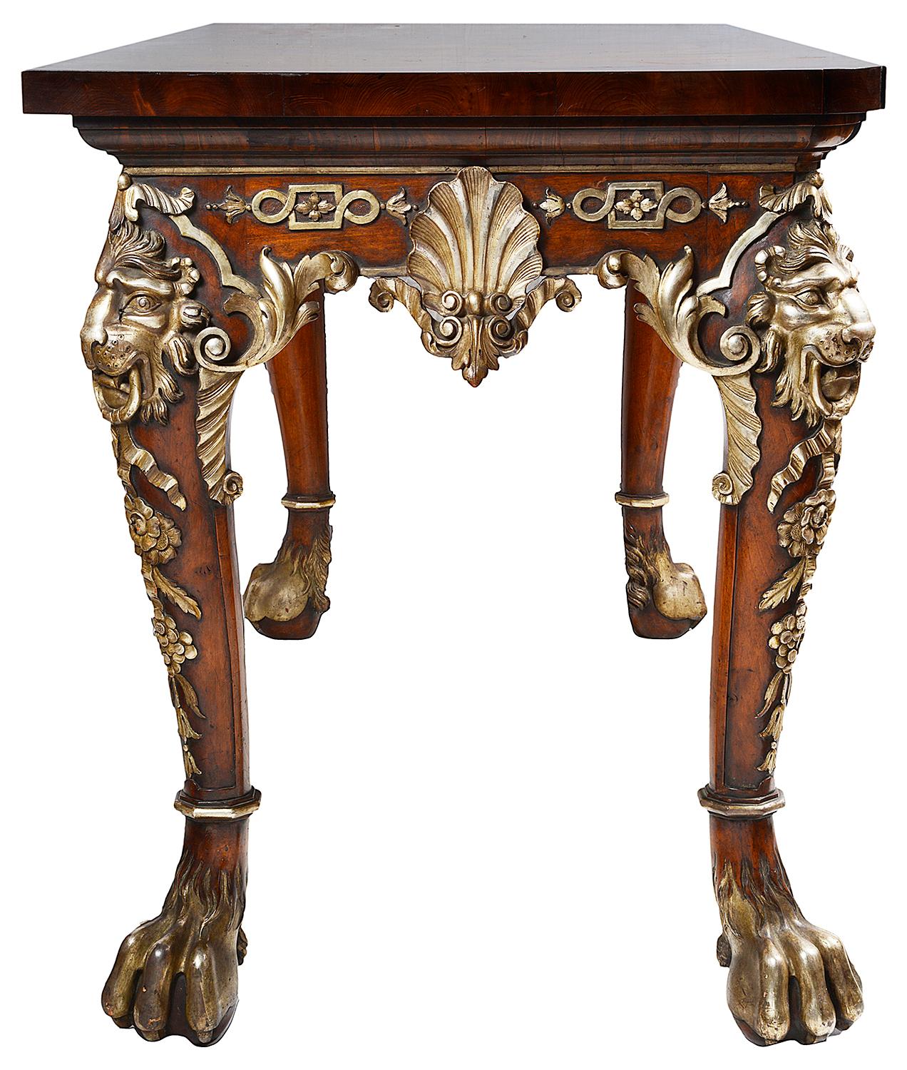 Adam Style Large Pair of William Kent Style Console Tables For Sale