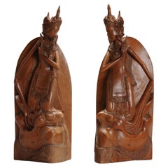 Large Pair of Wooden Indonesian Carved Bookstand Top Quality CArving