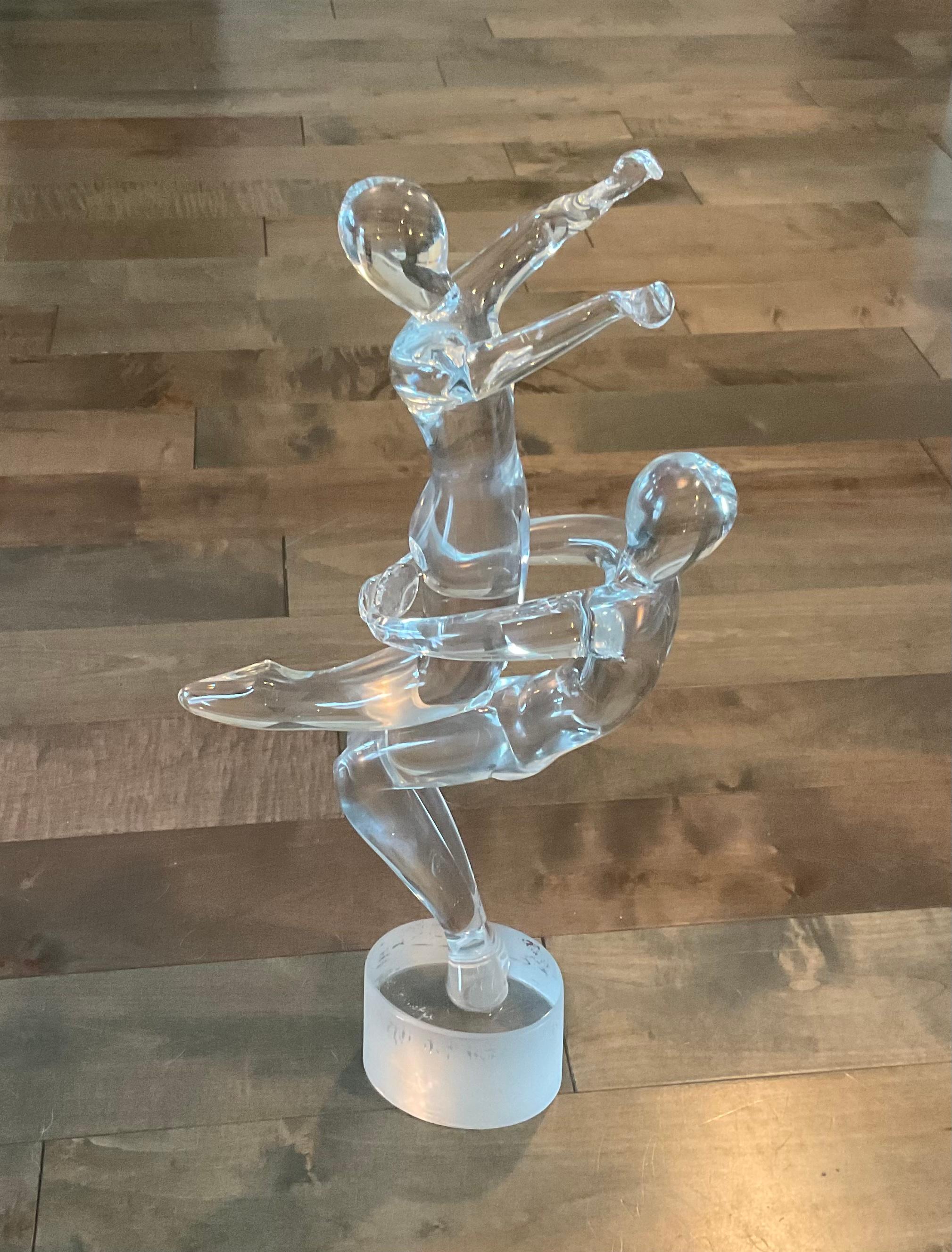 Large Pair Renato Anatra Murano Art Glass Dancer Figures Sculpture Gymnasts 1