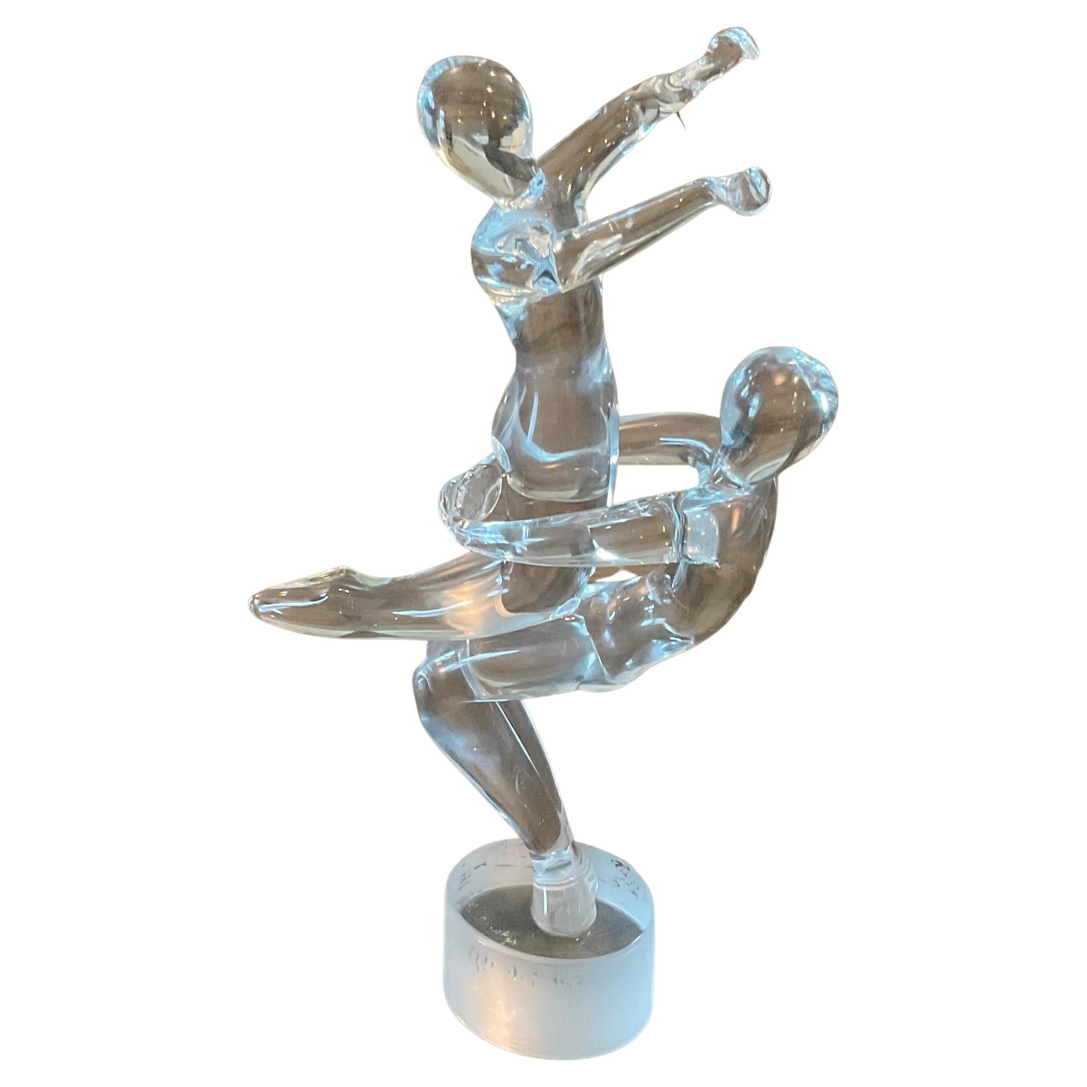 Large Pair Renato Anatra Murano Art Glass Dancer Figures Sculpture Gymnasts