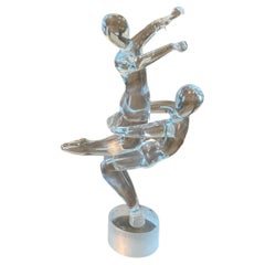 Large Pair Renato Anatra Murano Art Glass Dancer Figures Sculpture Gymnasts