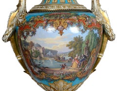 Large Pair Sevres style lidded vases, circa 1880