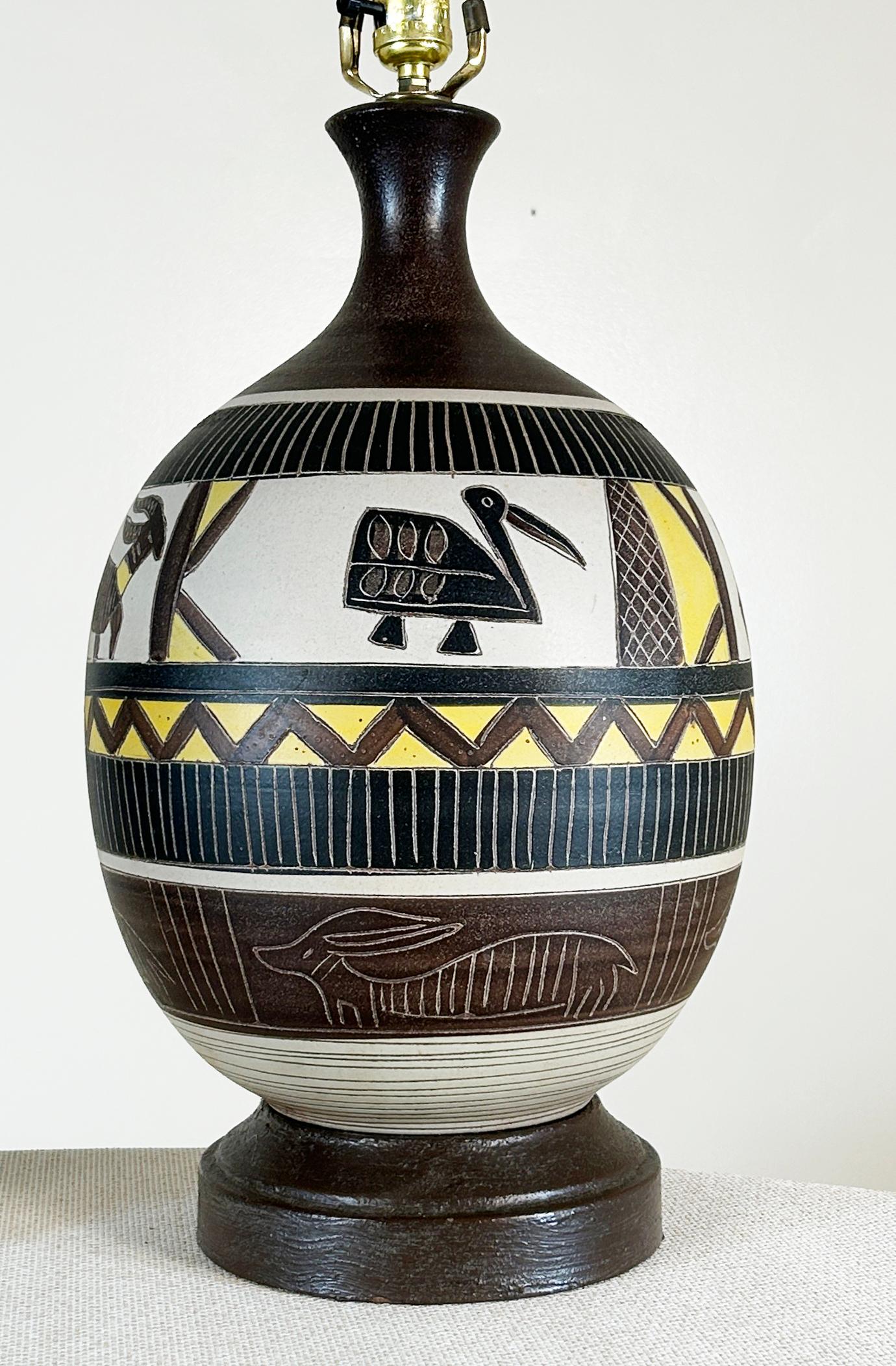 Ceramic Large pair South West Table Lamps For Sale