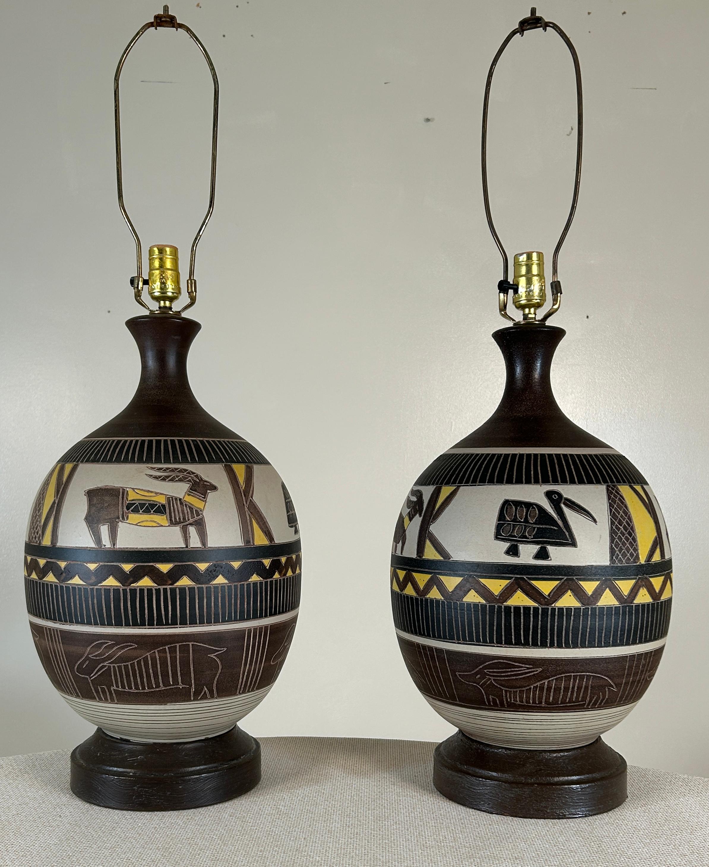 Large pair South West Table Lamps For Sale 2