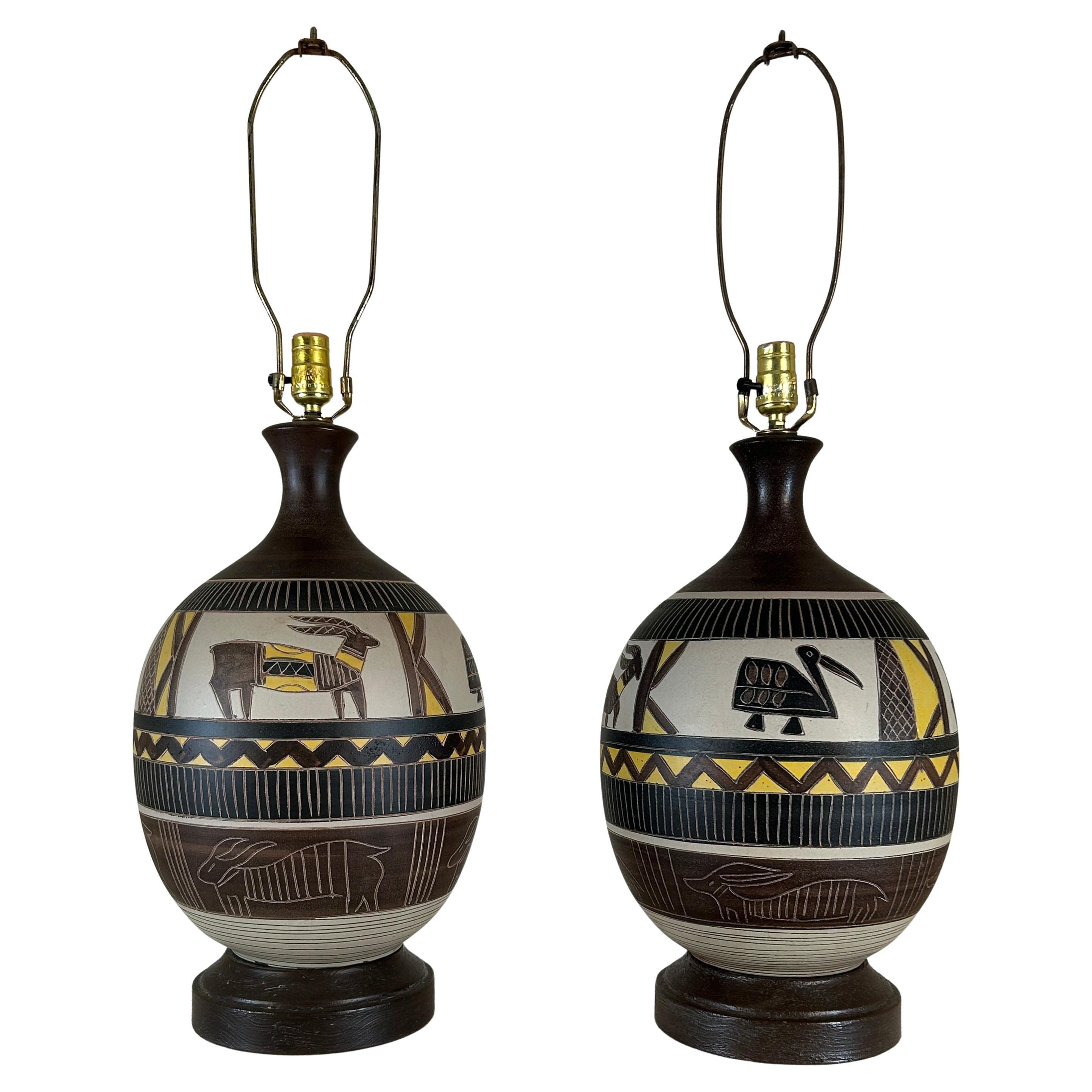 Large pair South West Table Lamps