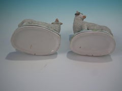 Large Pair of Staffordshire Sheep Spill Vases