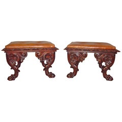 Large Pair of the William IV Carved Mahogany Stools