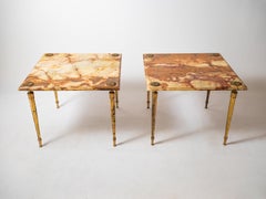 Large paired side tables with onyx