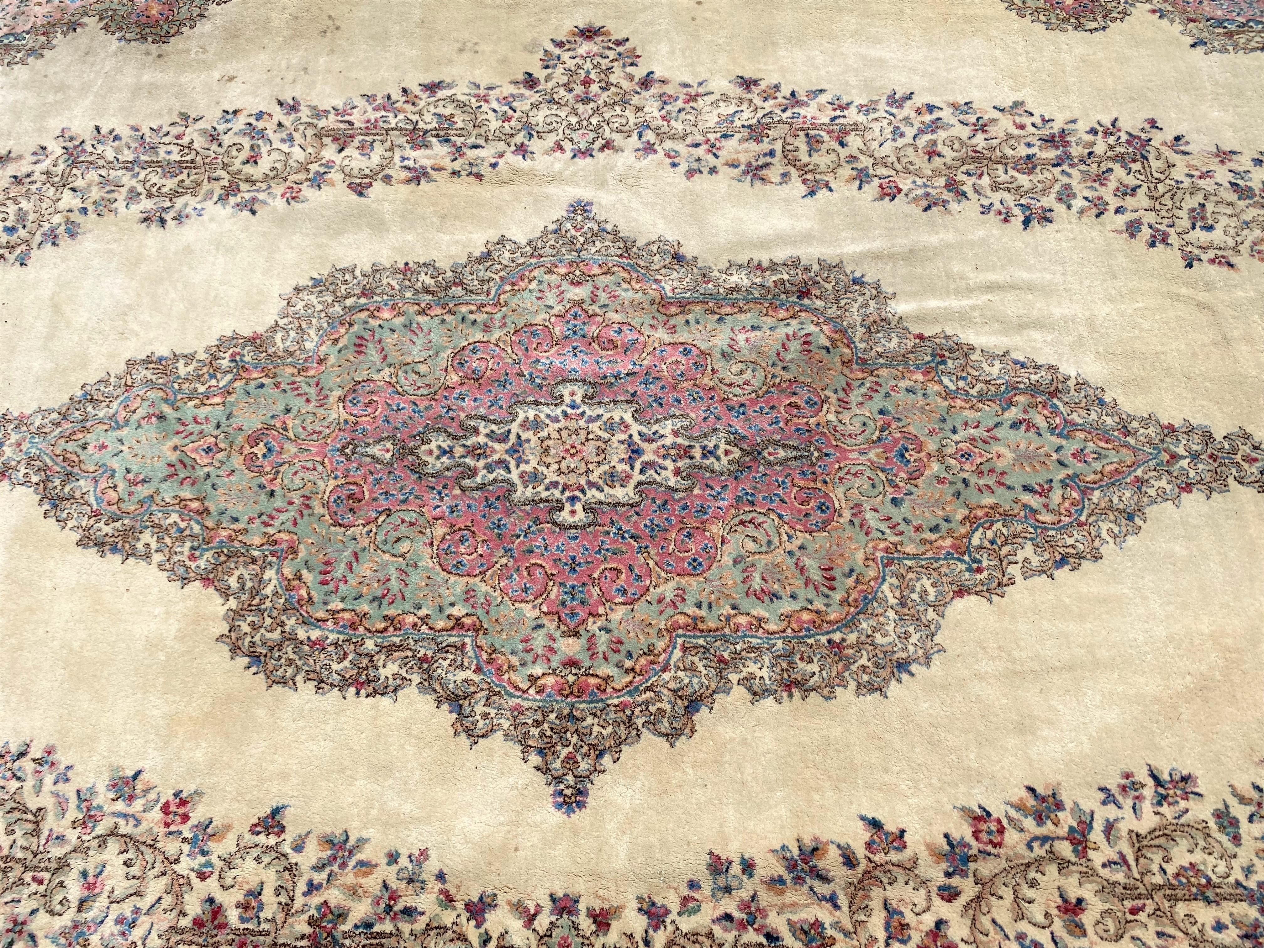 Persian Large Palace Size Lavar Kerman Rug For Sale