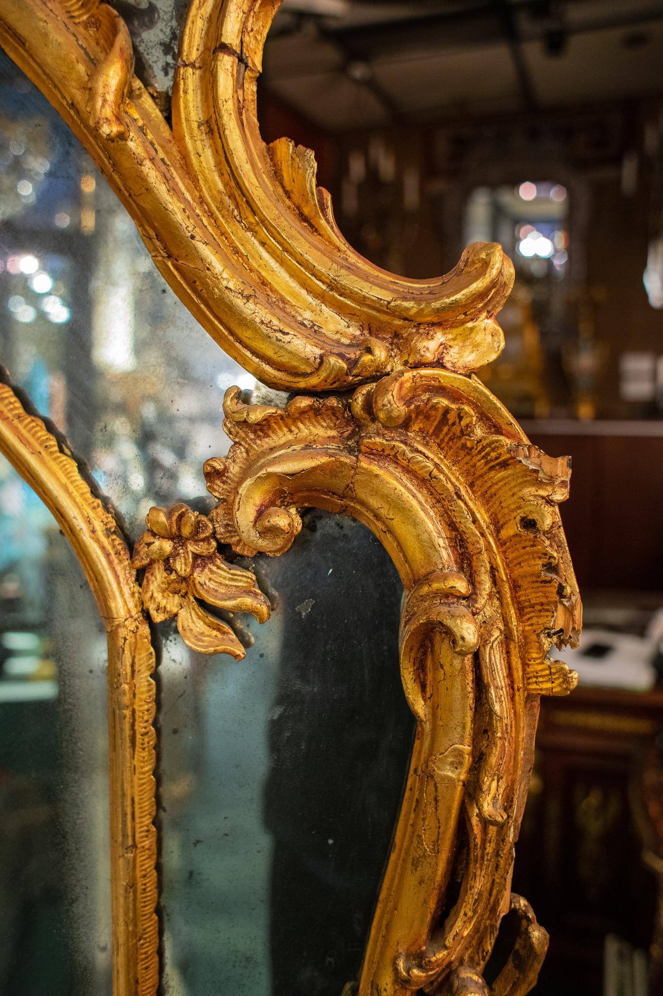 Large palace size Louis XV Style Gilt wood Pier Mantel Mirror 8