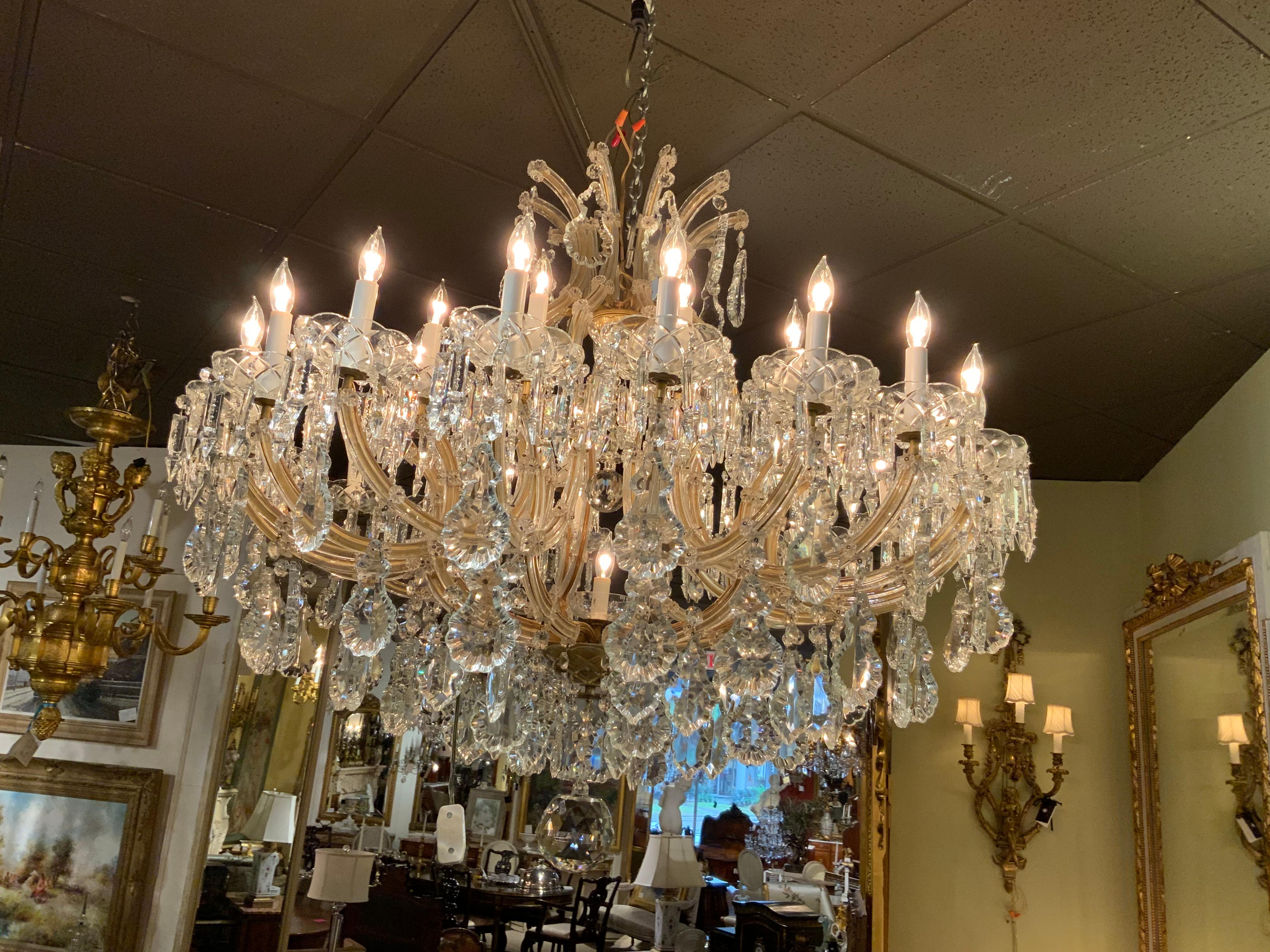 French Large Palace Size Maria Teresa Style Crystal Chandelier with 30 Lights For Sale