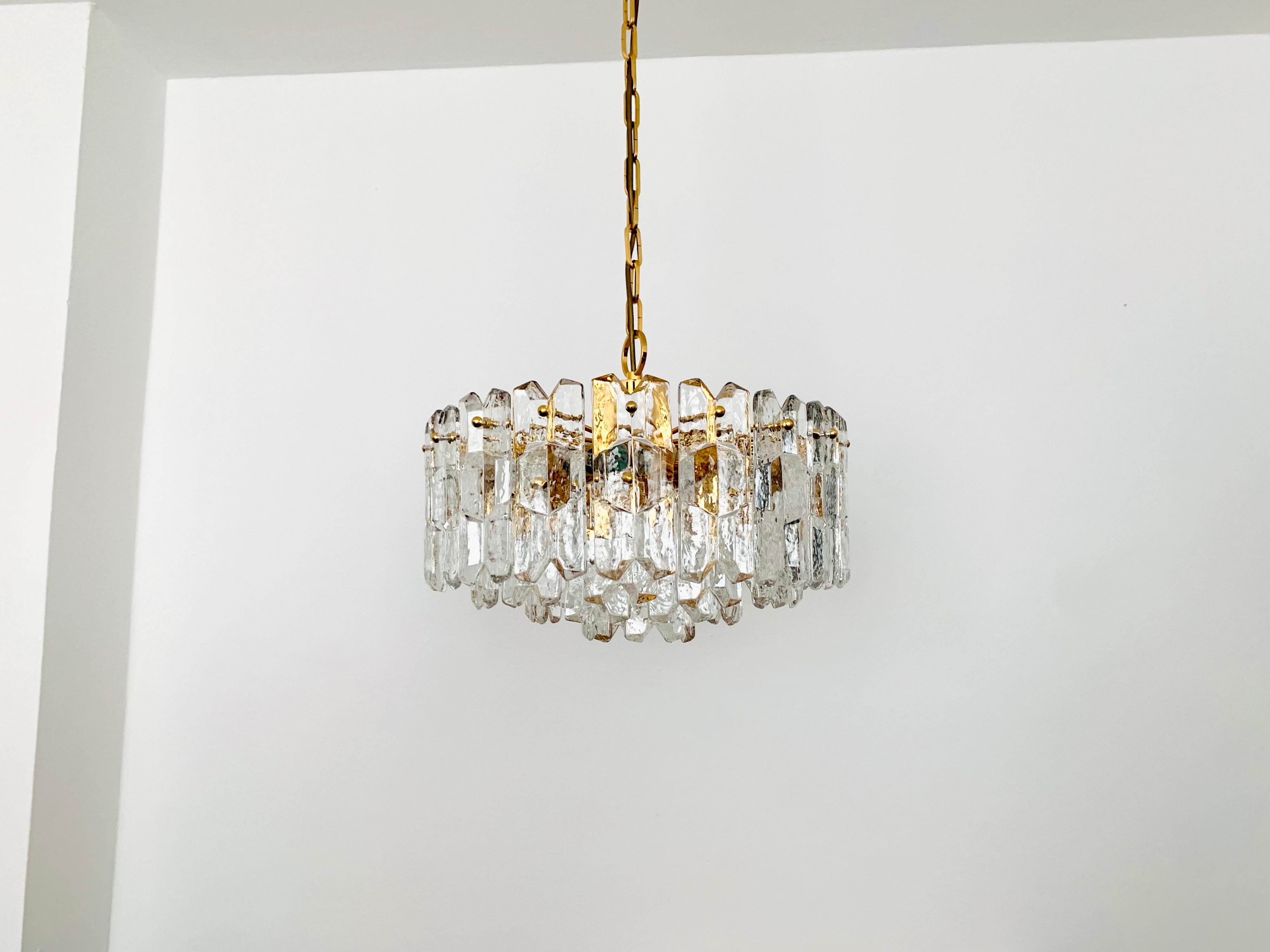 Mid-Century Modern Large Palazzo Ice Glass Chandelier by J.T. Kalmar For Sale