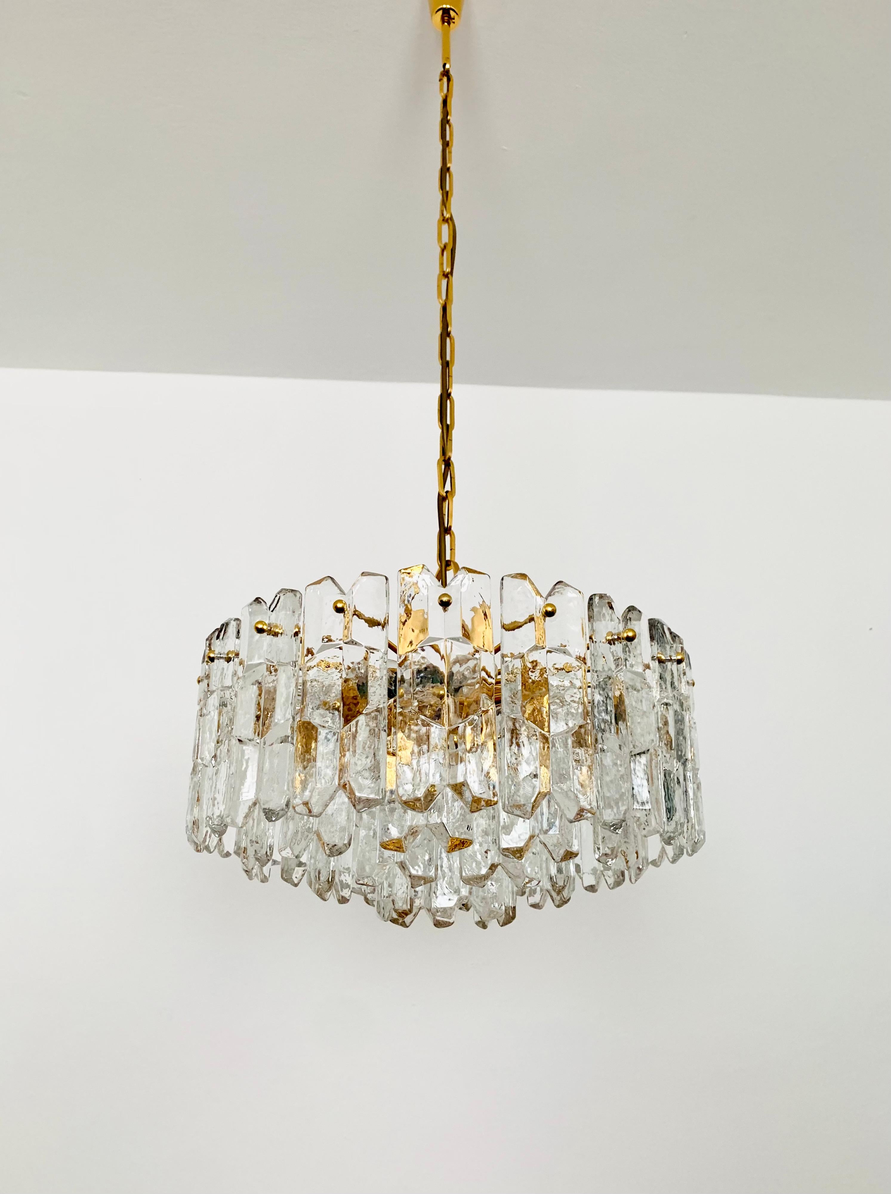 Mid-20th Century Large Palazzo Ice Glass Chandelier by J.T. Kalmar For Sale