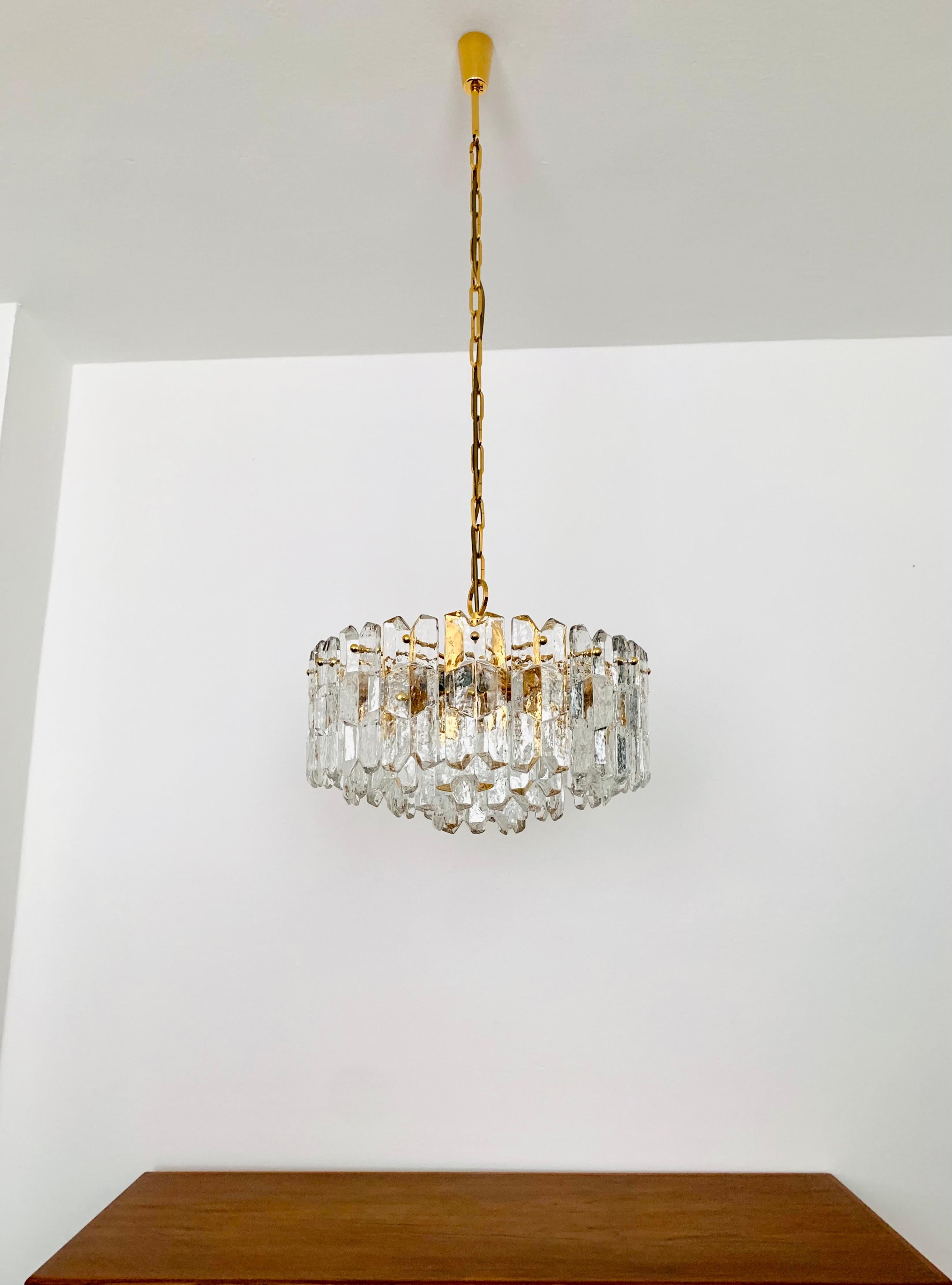 Metal Large Palazzo Ice Glass Chandelier by J.T. Kalmar For Sale