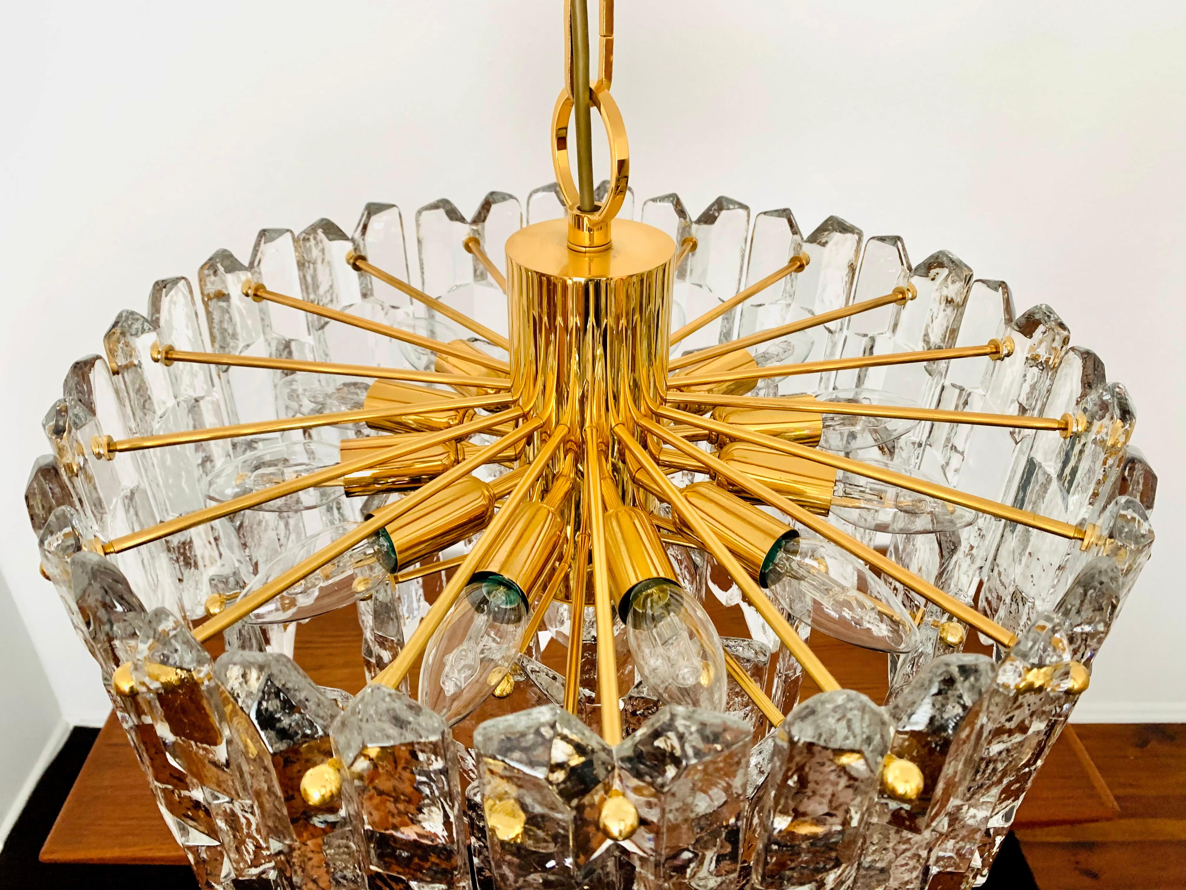 Large Palazzo Ice Glass Chandelier by J.T. Kalmar For Sale 2