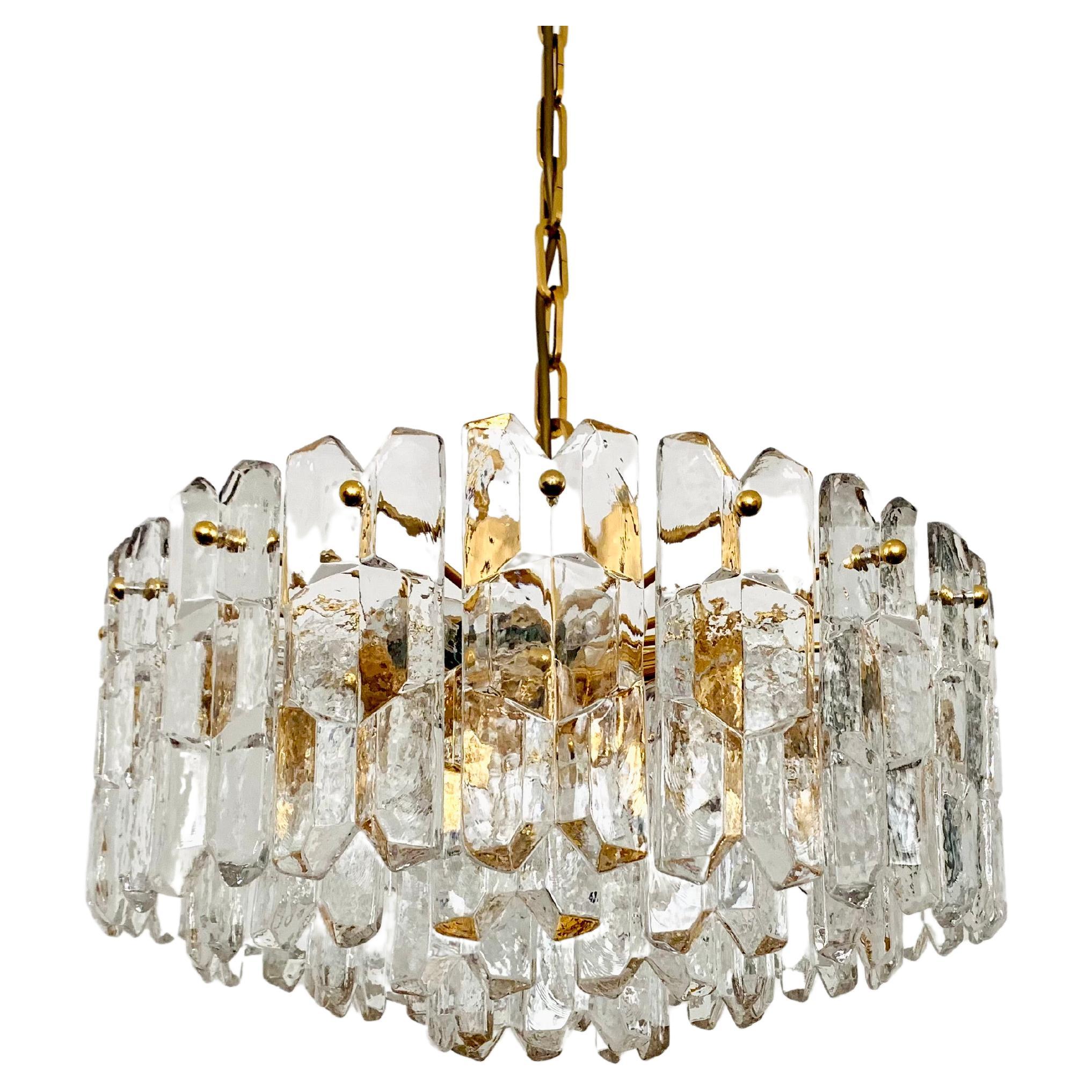 Large Palazzo Ice Glass Chandelier by J.T. Kalmar For Sale