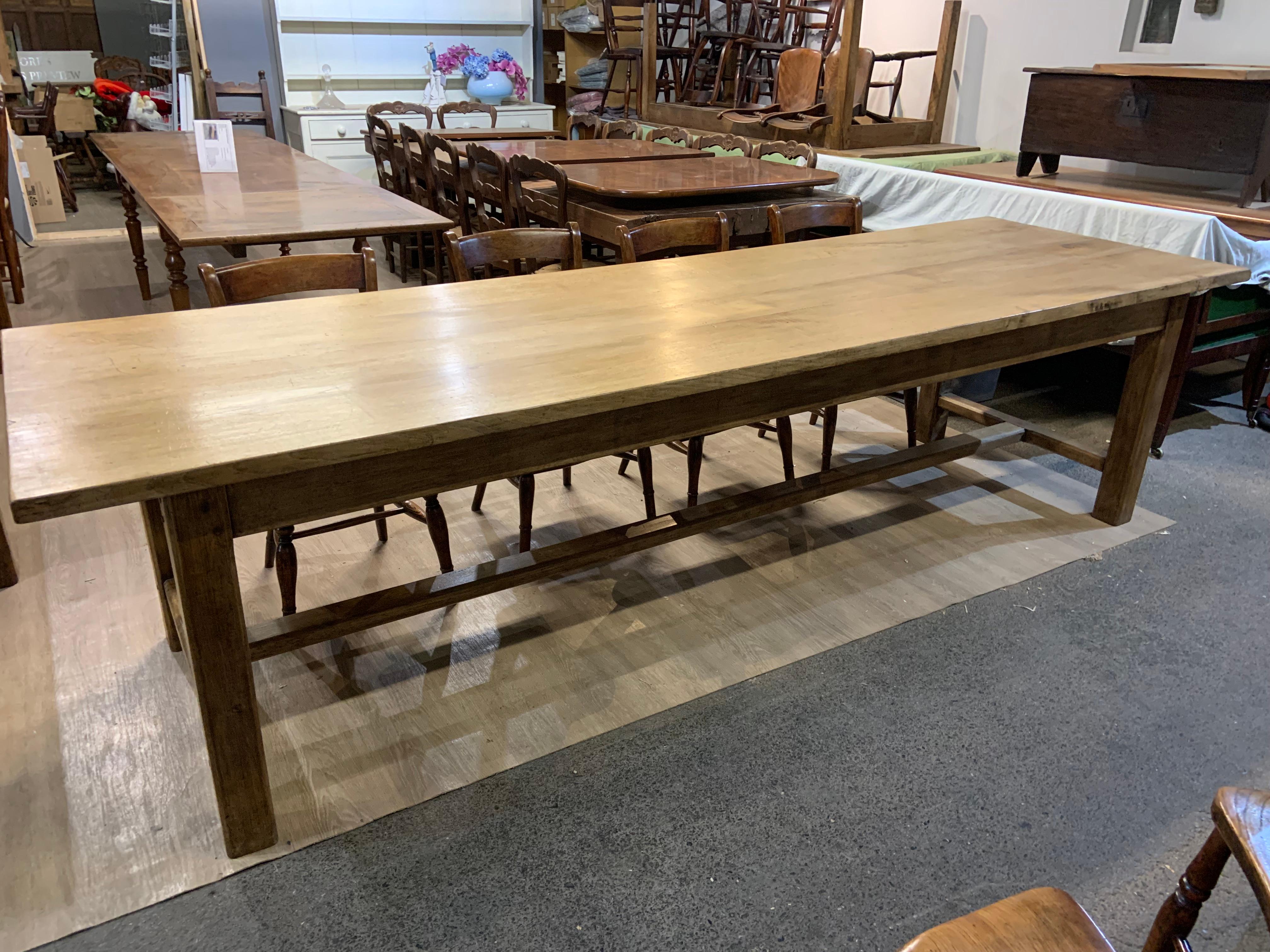 Hand-Crafted Large Pale Oak Farmhouse Table