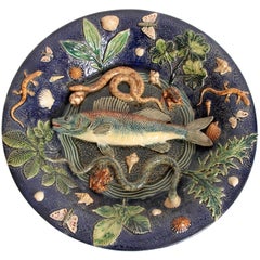 Large Palissy Charger by Victor Barbizet, circa 1875
