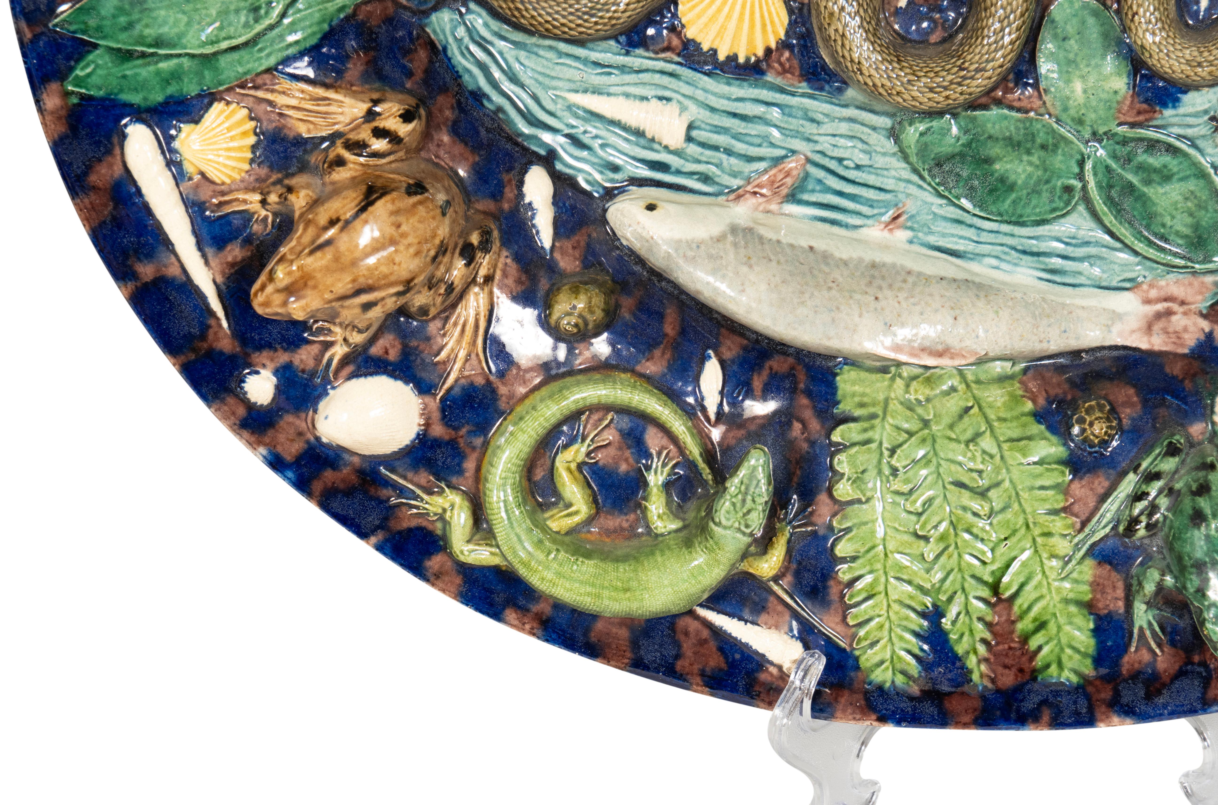 French Large Palissy Platter For Sale