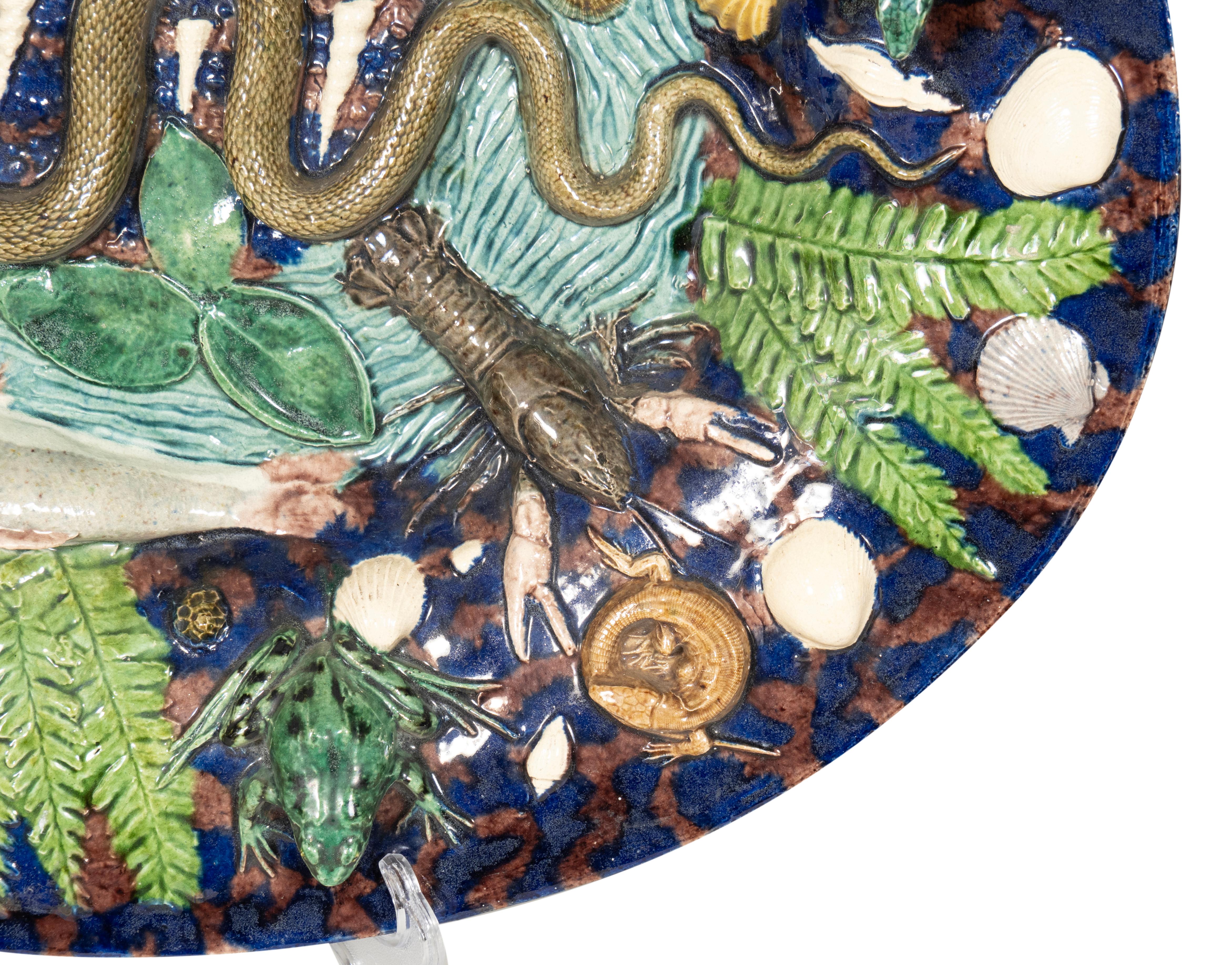 Large Palissy Platter In Good Condition For Sale In Essex, MA