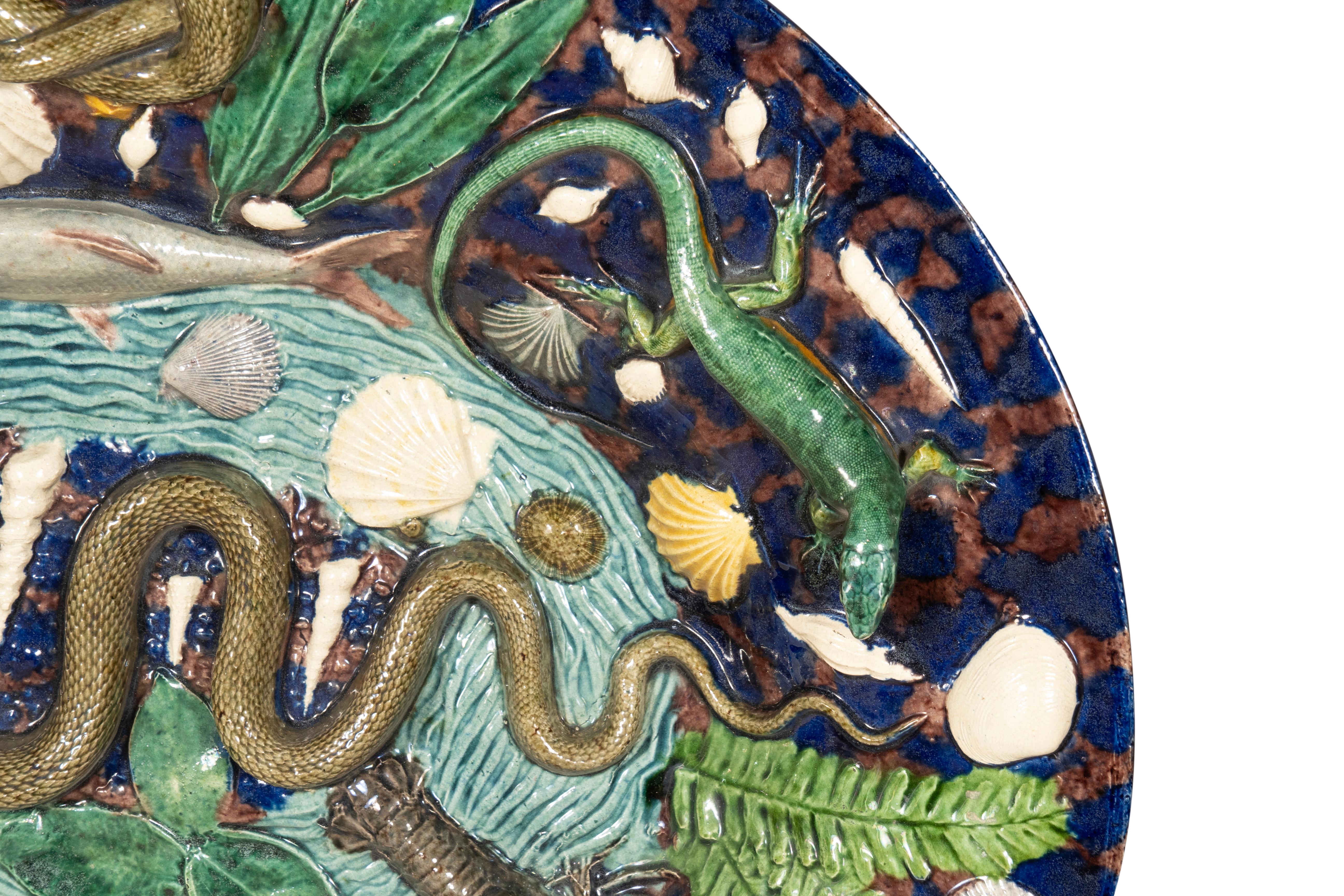 Late 19th Century Large Palissy Platter For Sale