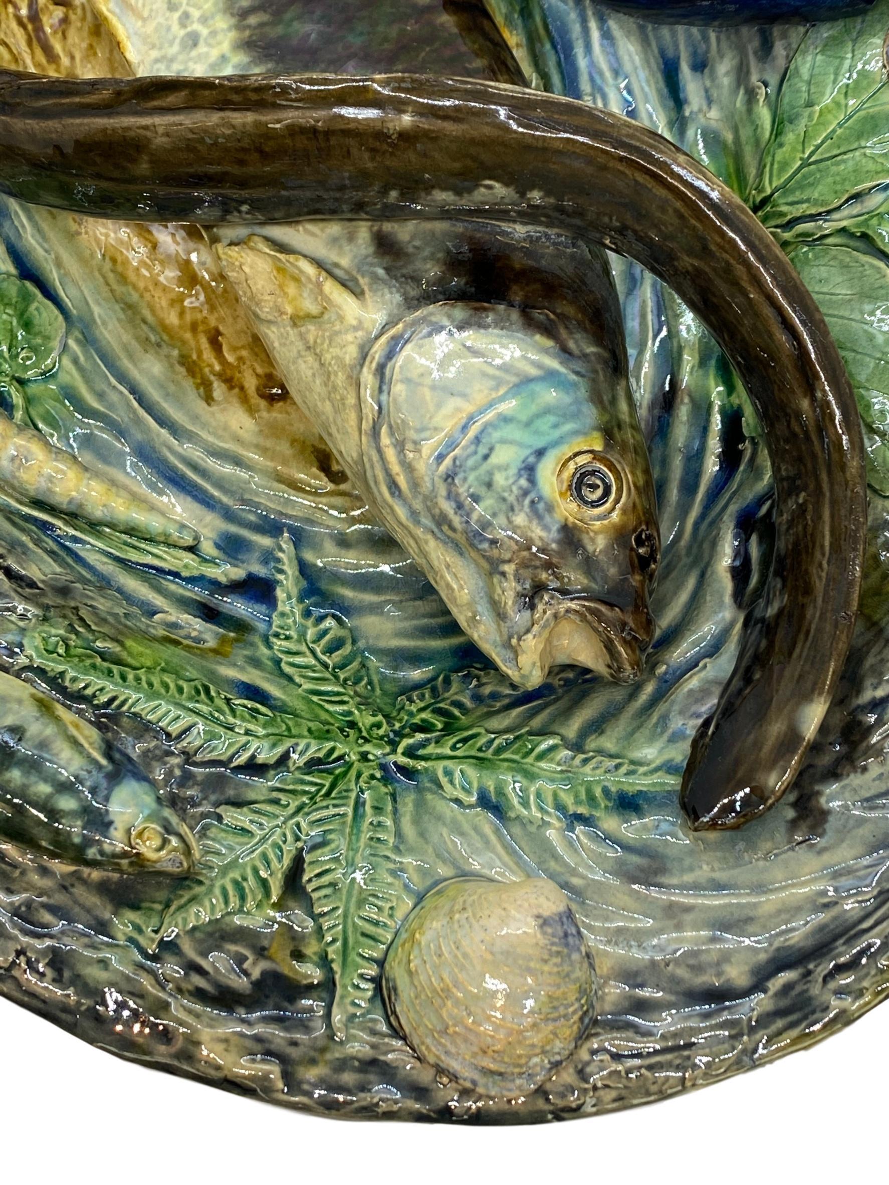 Large Palissy Ware Majolica Platter by Alfred Renoleau, French, circa 1885 For Sale 1