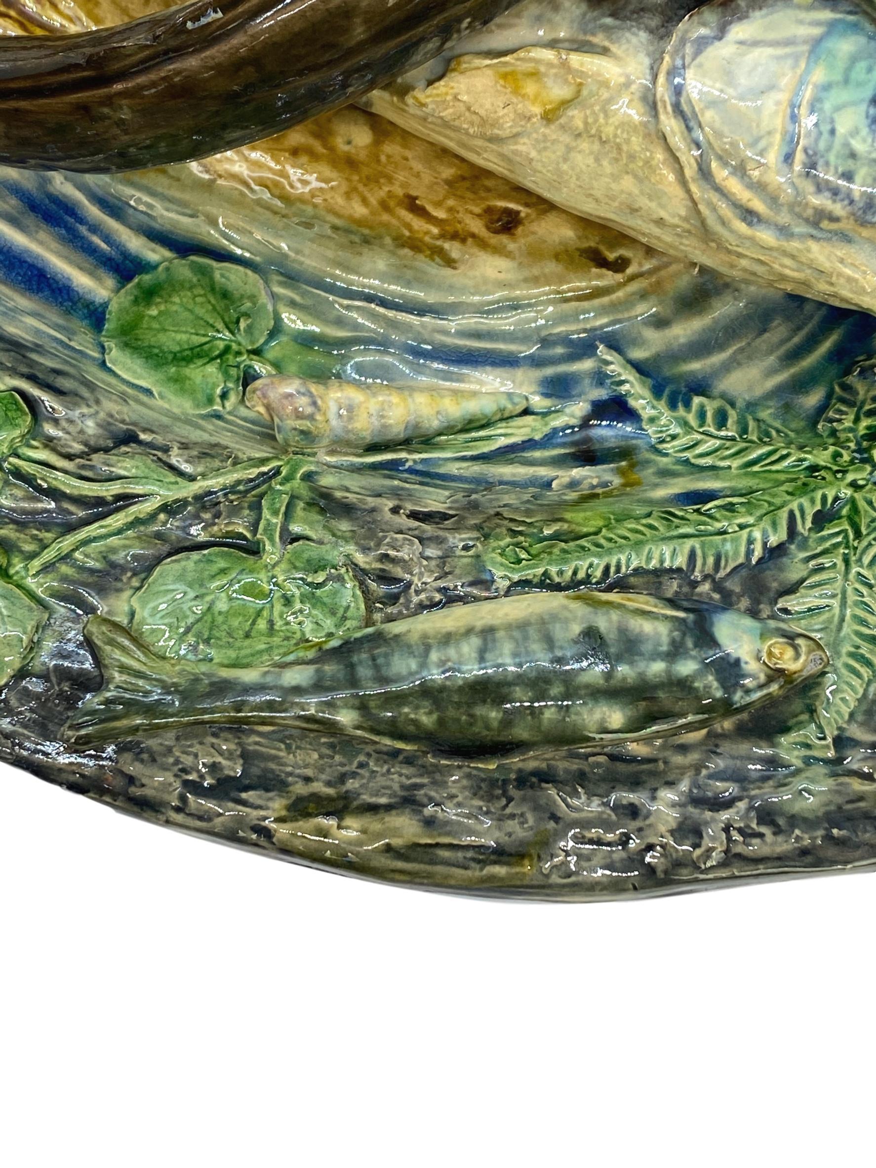 Large Palissy Ware Majolica Platter by Alfred Renoleau, French, circa 1885 For Sale 3