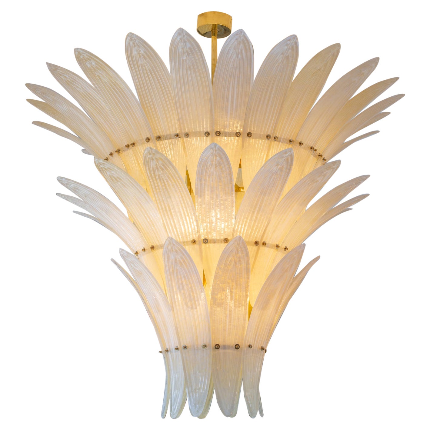 Gran araña de cristal de Murano con hojas de palmera,  en stock