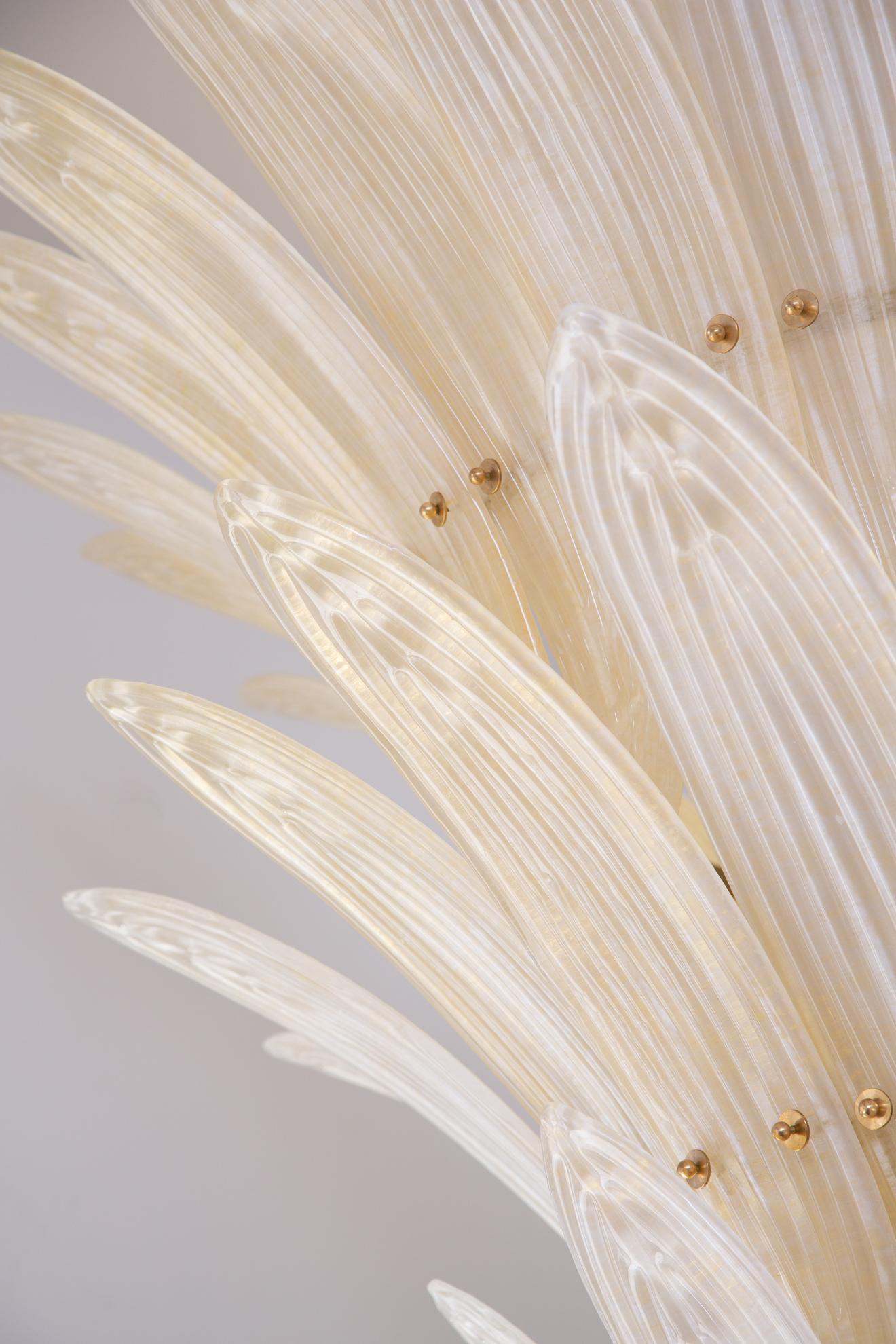 Large Palm Leaves Murano Champagne Glass Chandelier,  in Stock For Sale 3
