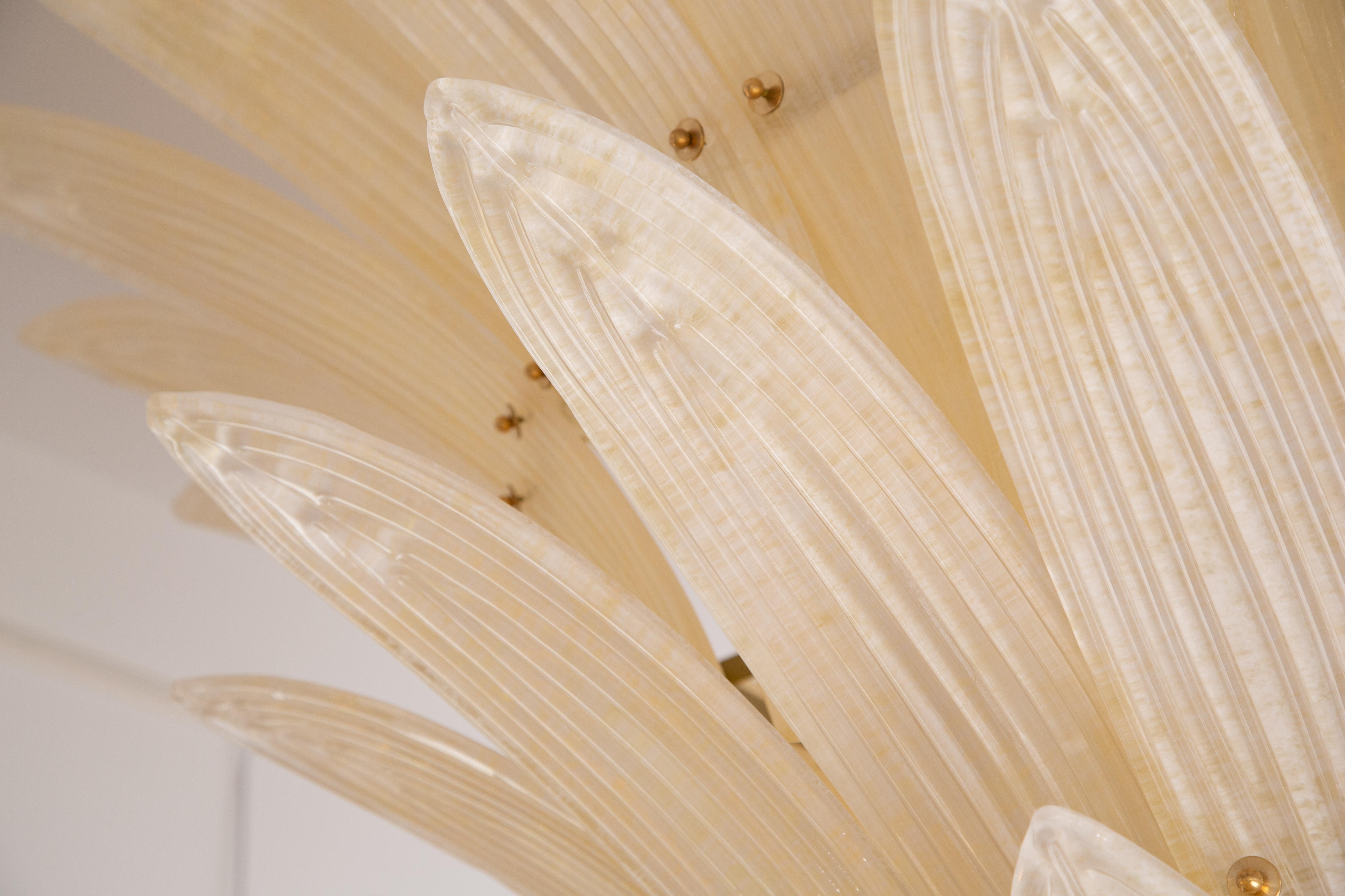 Large Palm Leaves Murano Champagne Glass Chandelier,  in Stock For Sale 6