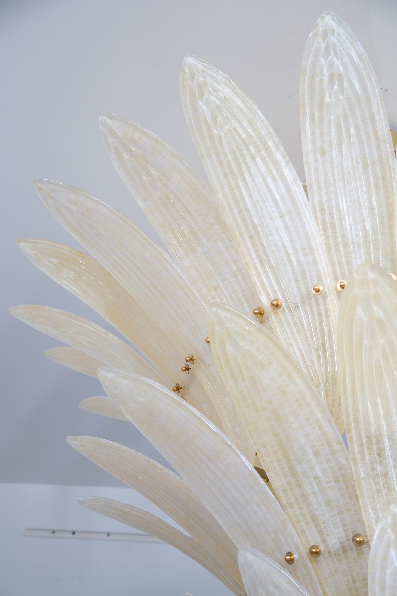 Large Palm Leaves Murano Champagne Glass Chandelier,  in Stock For Sale 11