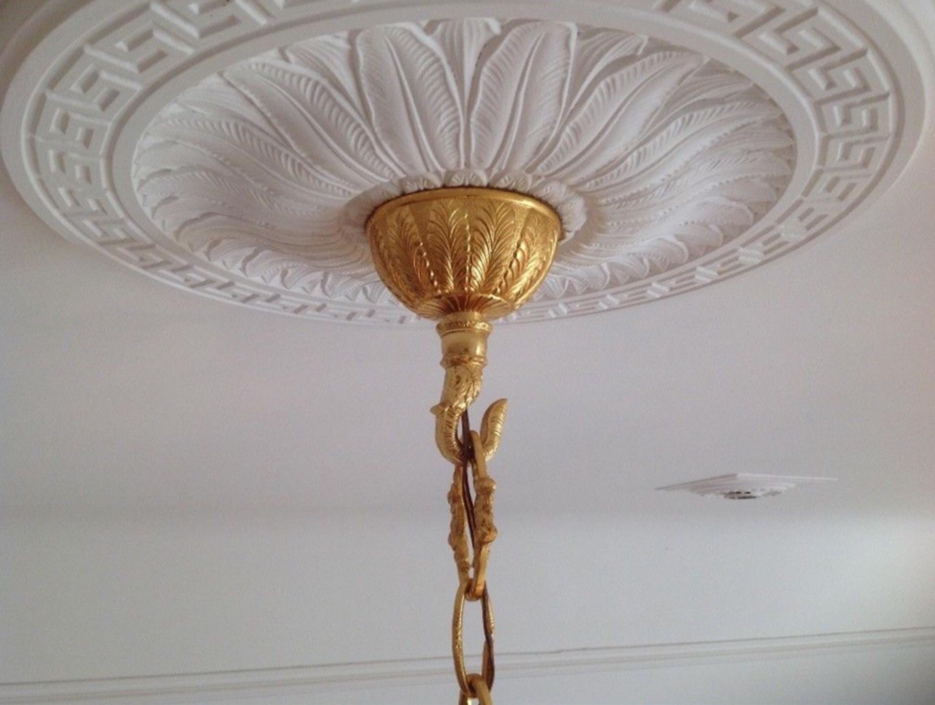 Mid-Century Modern Large Palm Tree Chandelier, Gilt Bronze and Crystal, circa 1970s
