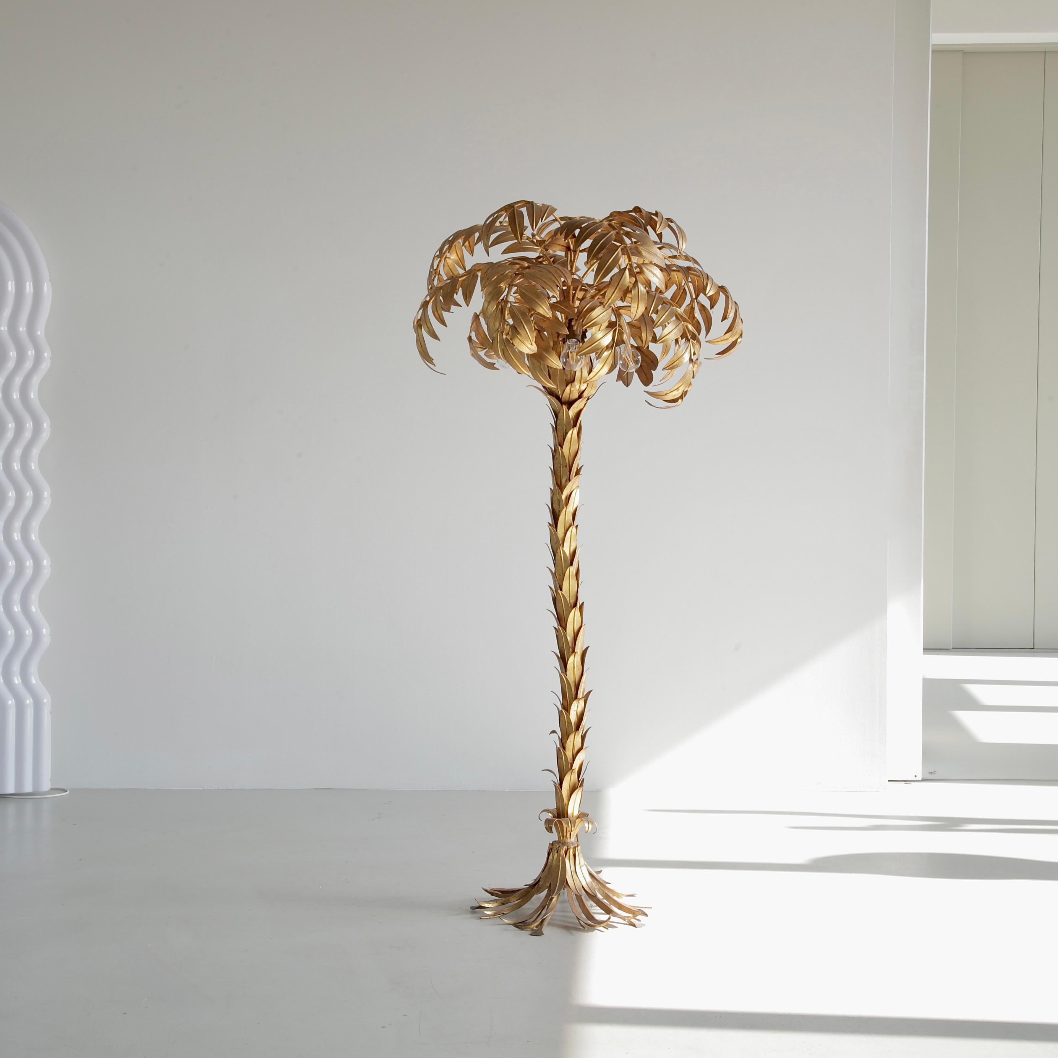 Gilt Large Palm-Tree Floor Lamp by Hans Kögel, 1970s
