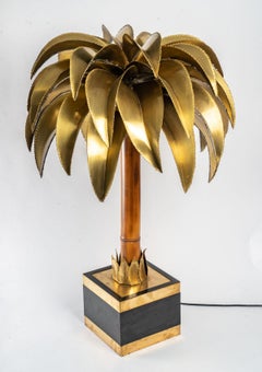 Large Palm Tree Lamp in Brass