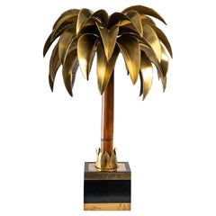 Large Palm Tree Lamp in Brass