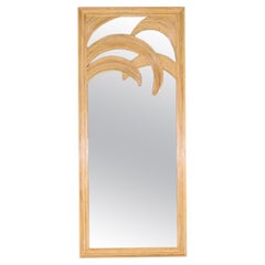 Grand miroir en rotin "palmiers