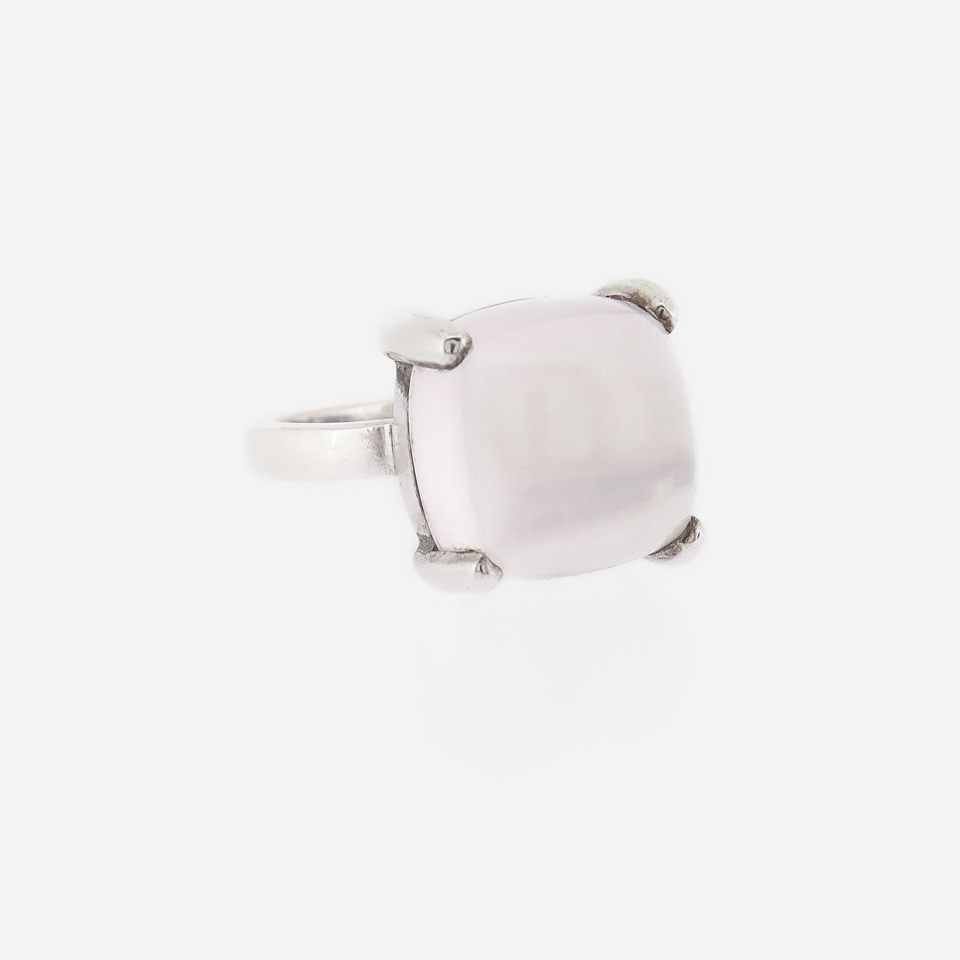 Anello grande Paloma Picasso Tiffany in argento sterling e quarzo rosa a scaglie in vendita 4