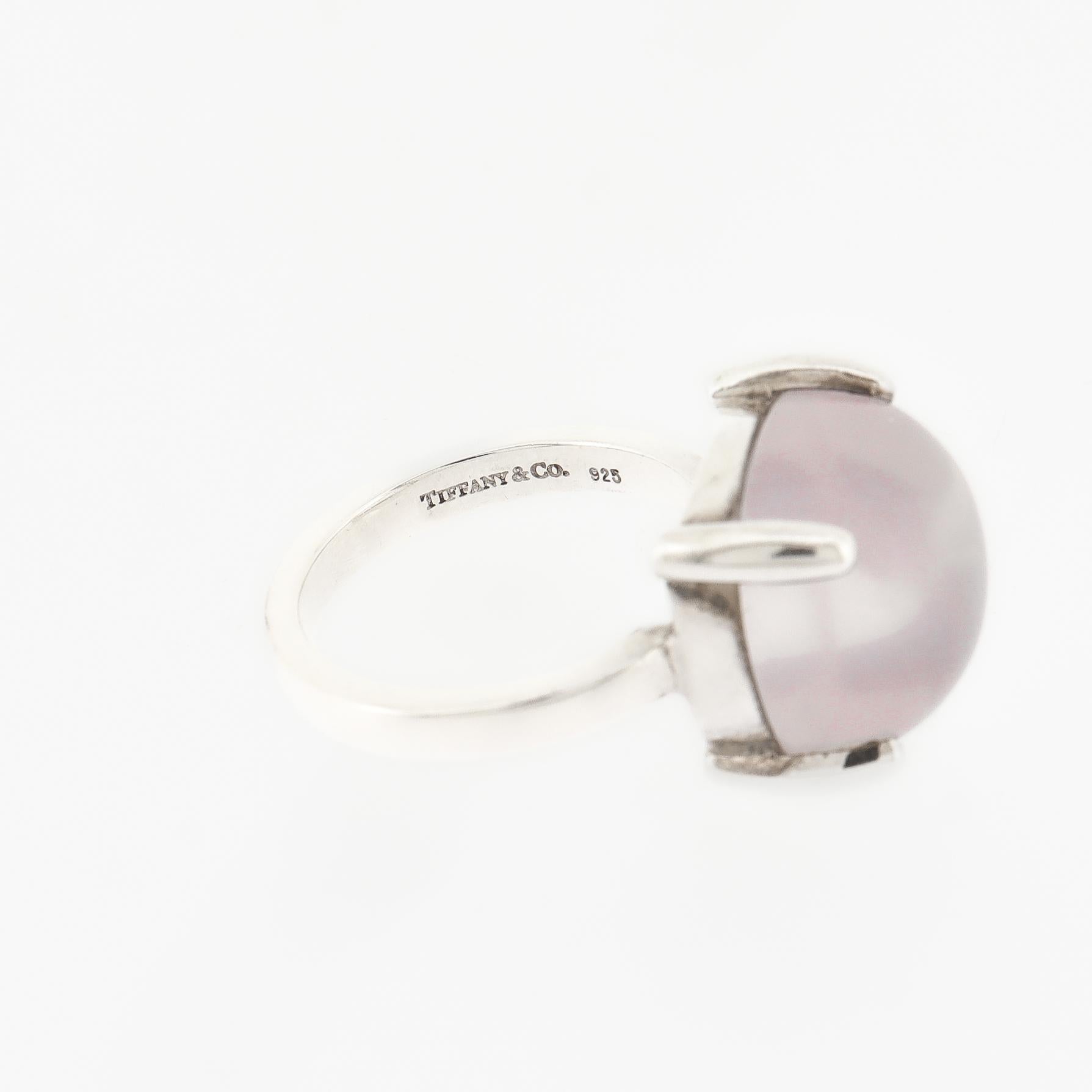 Anello grande Paloma Picasso Tiffany in argento sterling e quarzo rosa a scaglie in vendita 6