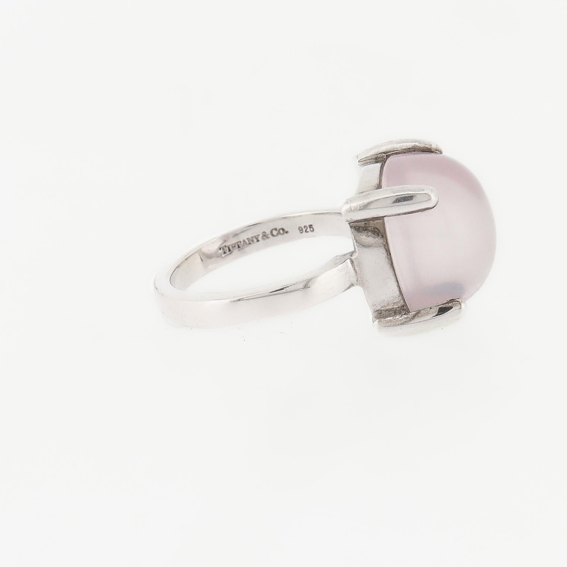 Anello grande Paloma Picasso Tiffany in argento sterling e quarzo rosa a scaglie in vendita 3
