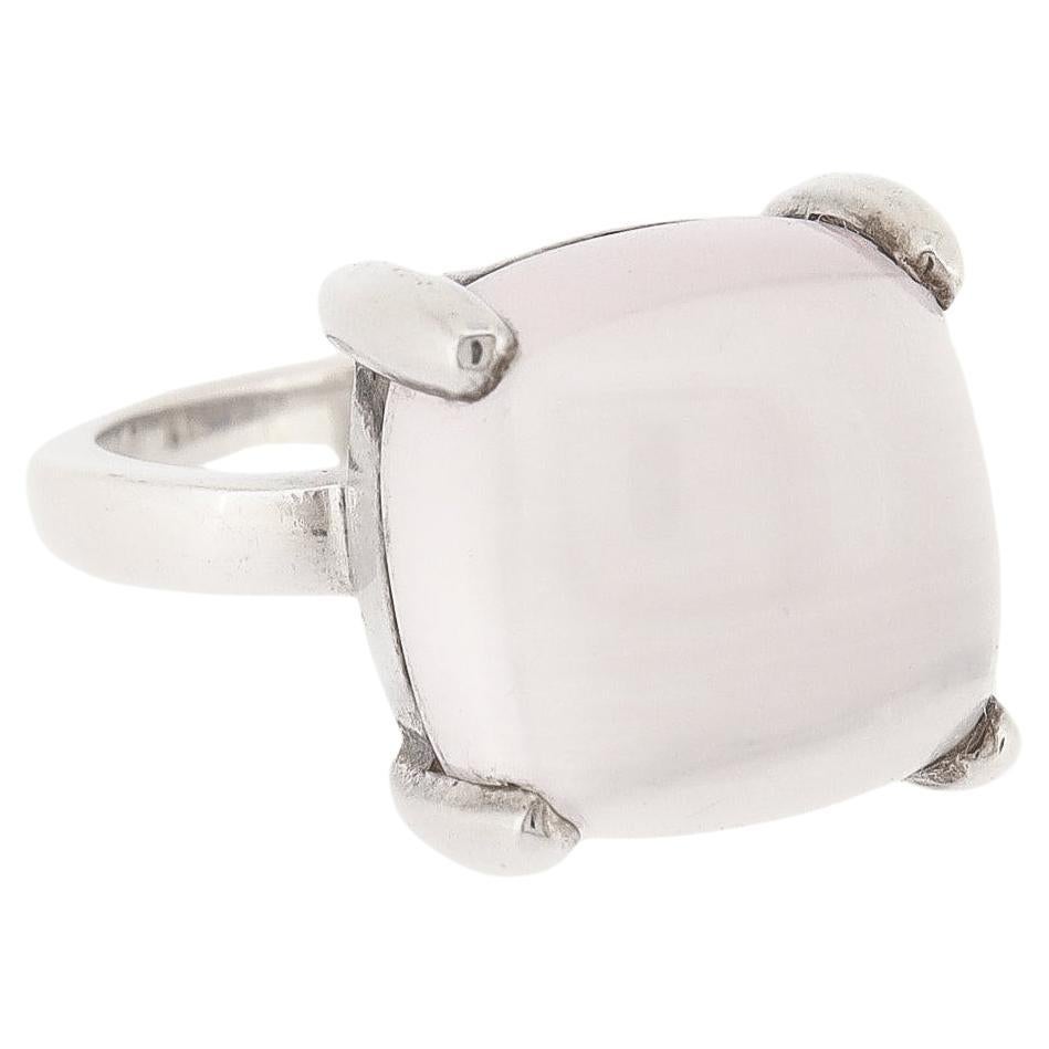 Large Paloma Picasso Tiffany Sterling Silver & Rose Quartz Sugar Stacks Ring For Sale