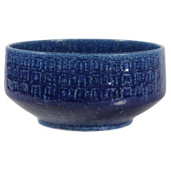 Large Palshus Ceramic Bowl Ø 27 cm with Midnight Blue Glaze Danish Modern, 1960s