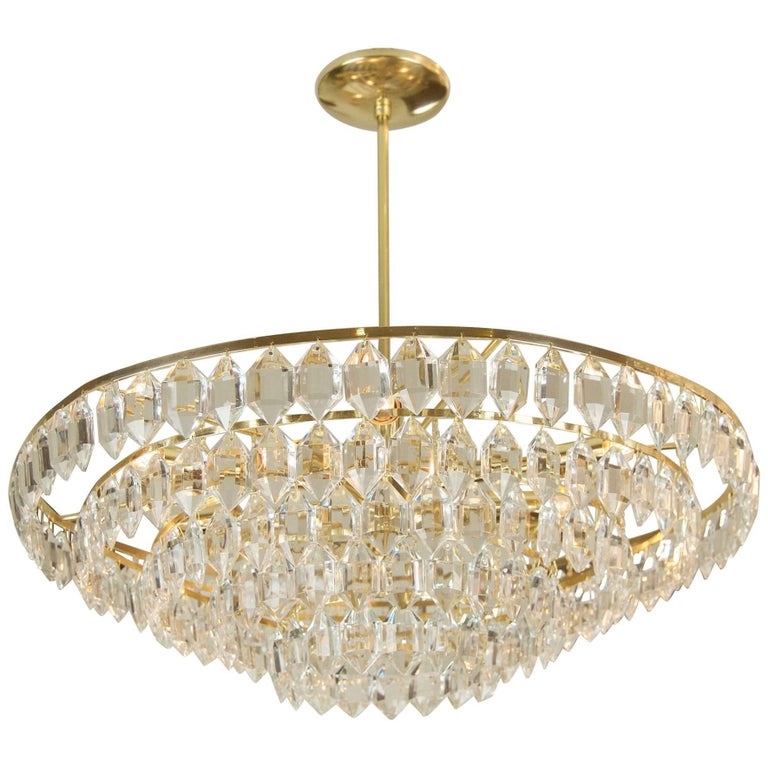 Large Palwa Brass And Crystal Chandelier For At 1stdibs Large Palwa Brass And Crystal Chandelier For