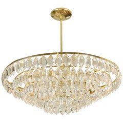 Large Palwa Brass and Crystal Chandelier