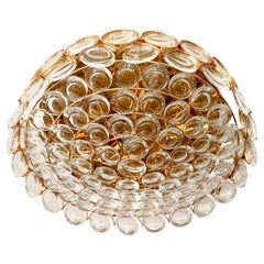 1960s Palwa Pendant Light, Glass & Brass