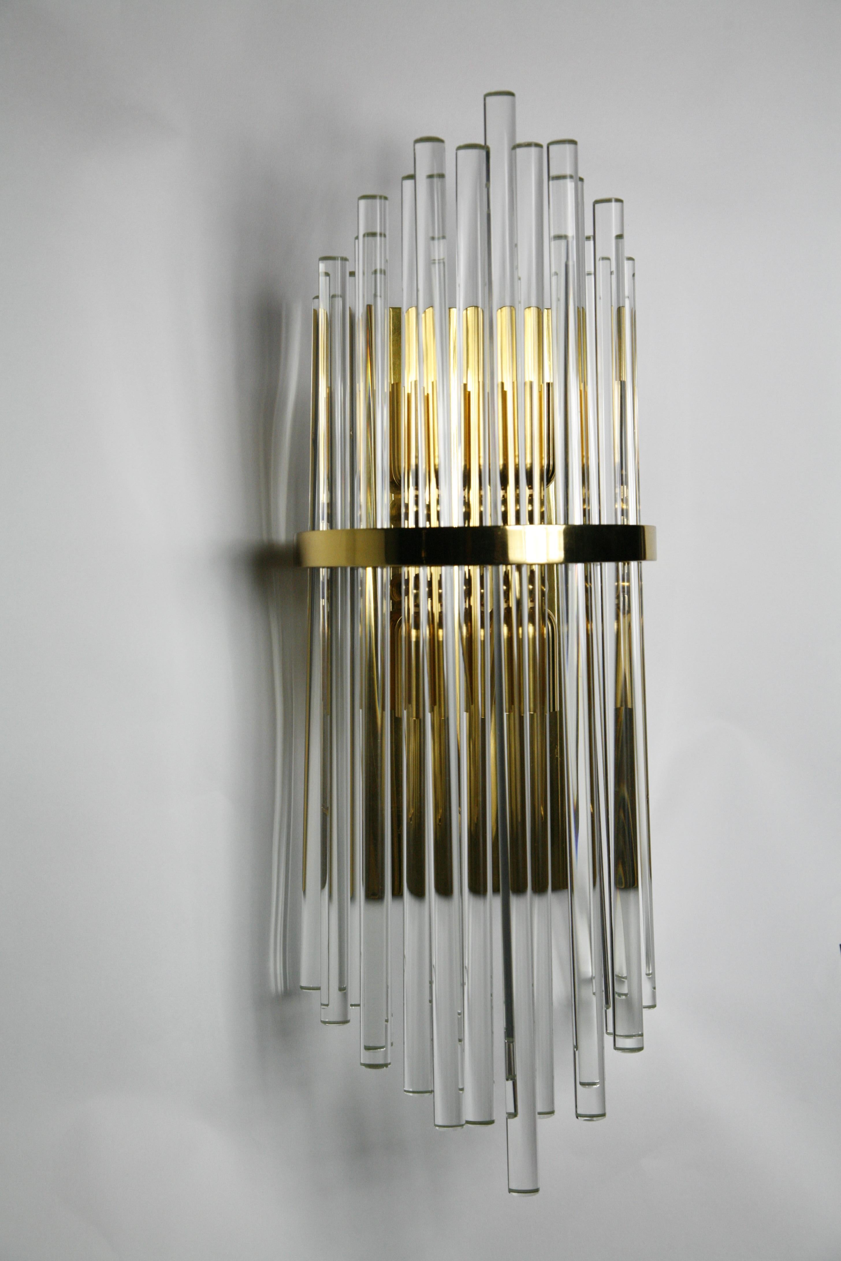 Large Palwa Sconces with Thick Swarovski Crystal Rods, 1980, Germany For Sale 7